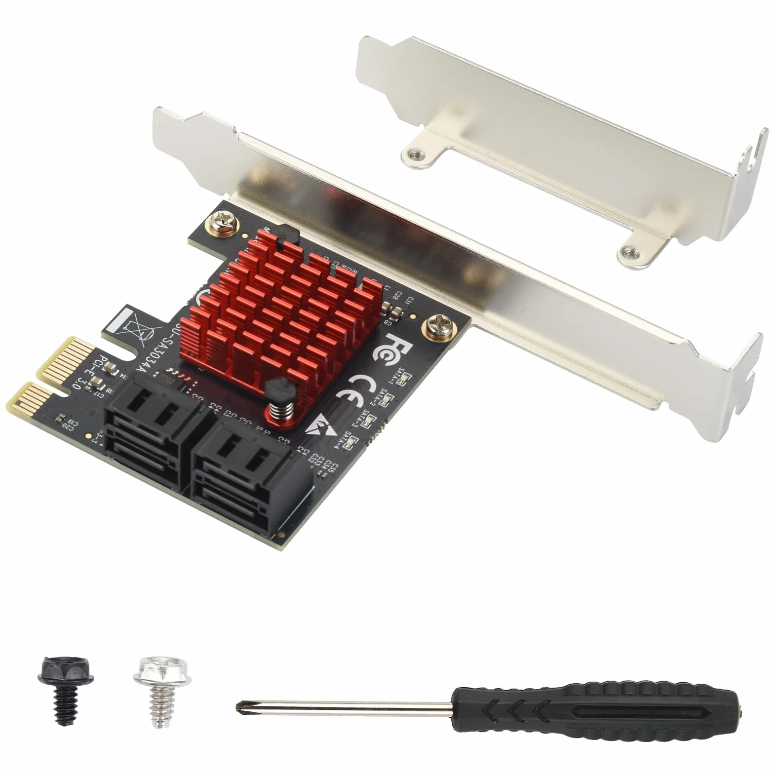 ELUTENG Scheda PCIe SATA a 4 Porte, 6Gbps Scheda di Espansione del Controller PCI-E X1 SATA 3.0 Con Staffa a Basso Profilo, Non-Raid, Avvio Come Disco Di Sistema, Supporto di 4 Dispositivi SA TA 3.0