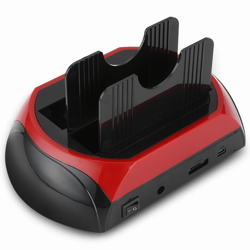 Docking Station 875J All-In-One dual SATA IDE HDD backup pulsante 2.5 3.5 nero rosso