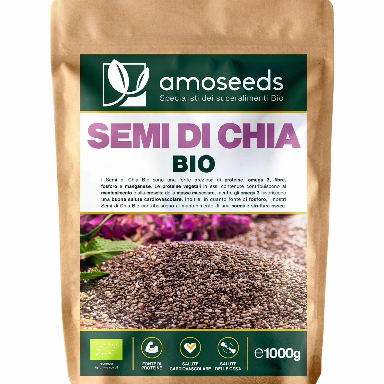Semi di Chia Bio 1KG 100% Biologici Senza Glutine