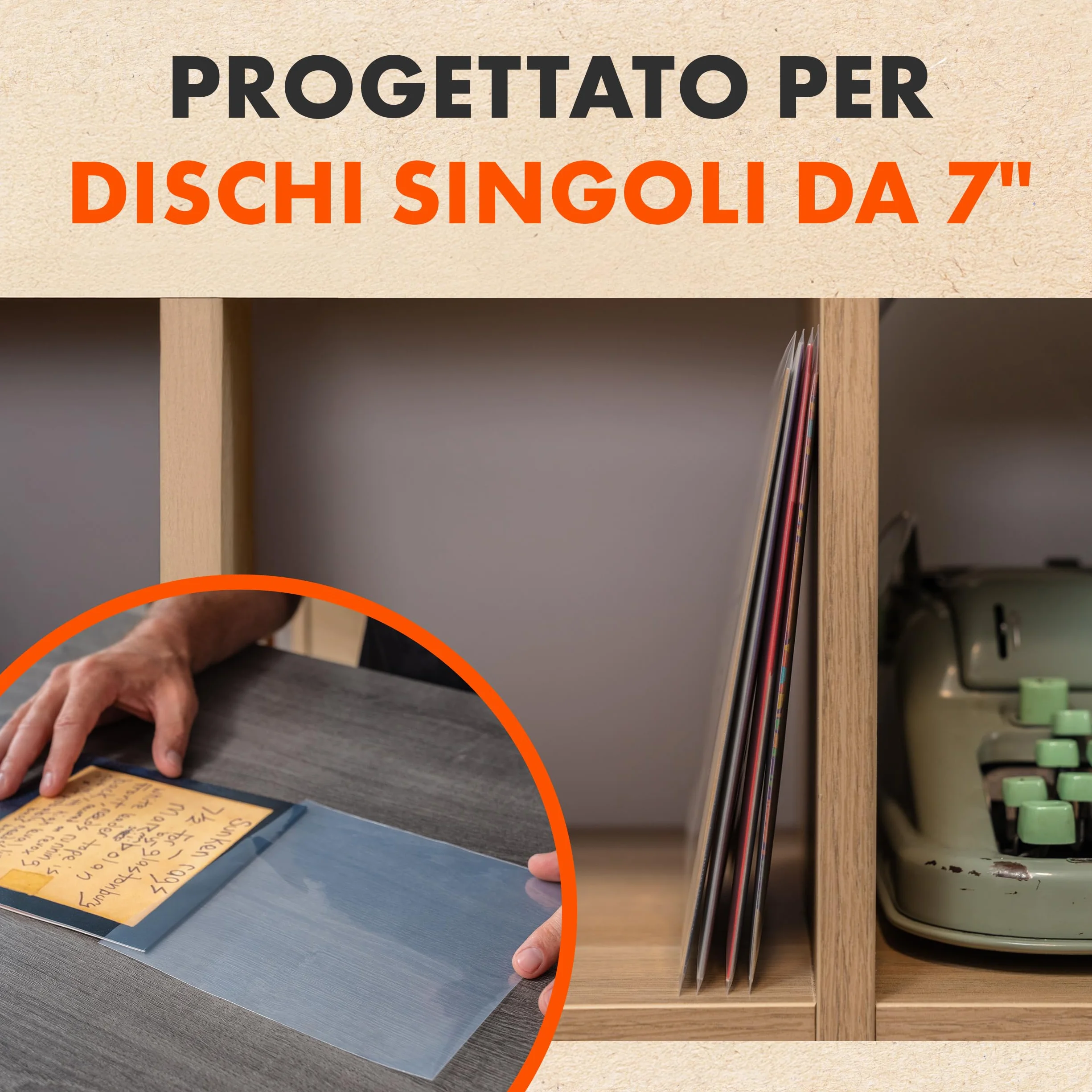 Spincare 50x 7 pollici buste vinili 45 giri esterne protezione UV | Density buste protettive vinili in polietilene resistenti qualità archivio per dischi 7”
