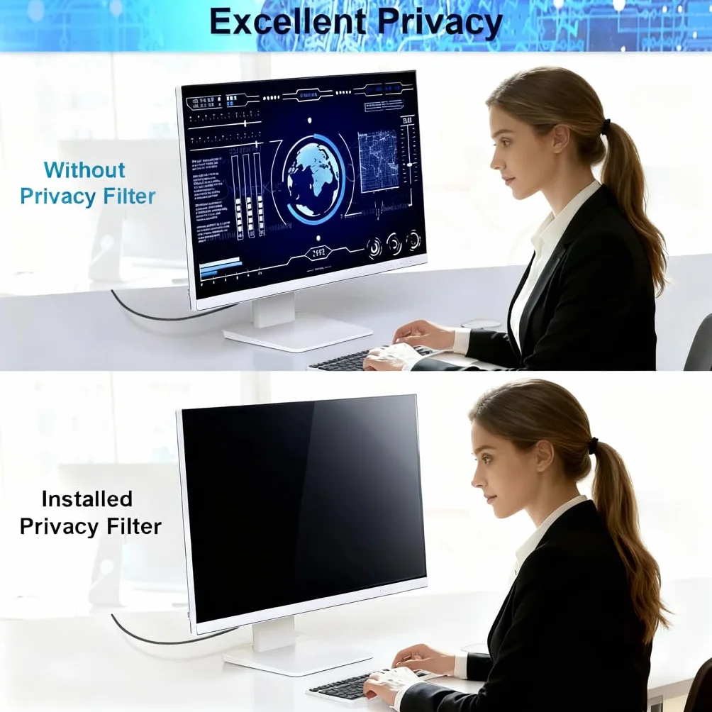 Filtro Privacy per Computer da 27" Widescreen 16:9, Filtro Privacy, Anti Spia e antiriflesso, Protezione dalla Luce Blu (598 mm x 337 mm)