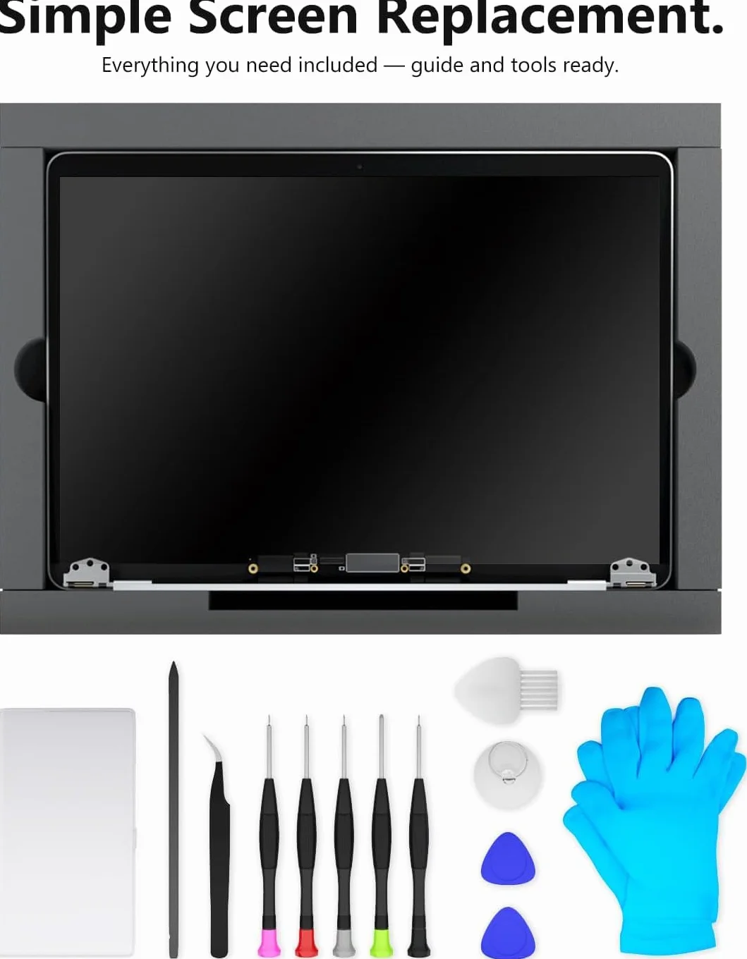 A2338 - Schermo di ricambio 13,3" per MacBook Pro Retina 2020 (M1) e 2022 (M2) (modello: EMC 3578, EMC 8162, MYD83, MYD92, MYDA2, MYDC2, MNEQ3, MNEP3, MNEJ3) completo schermo LCD (grigio)