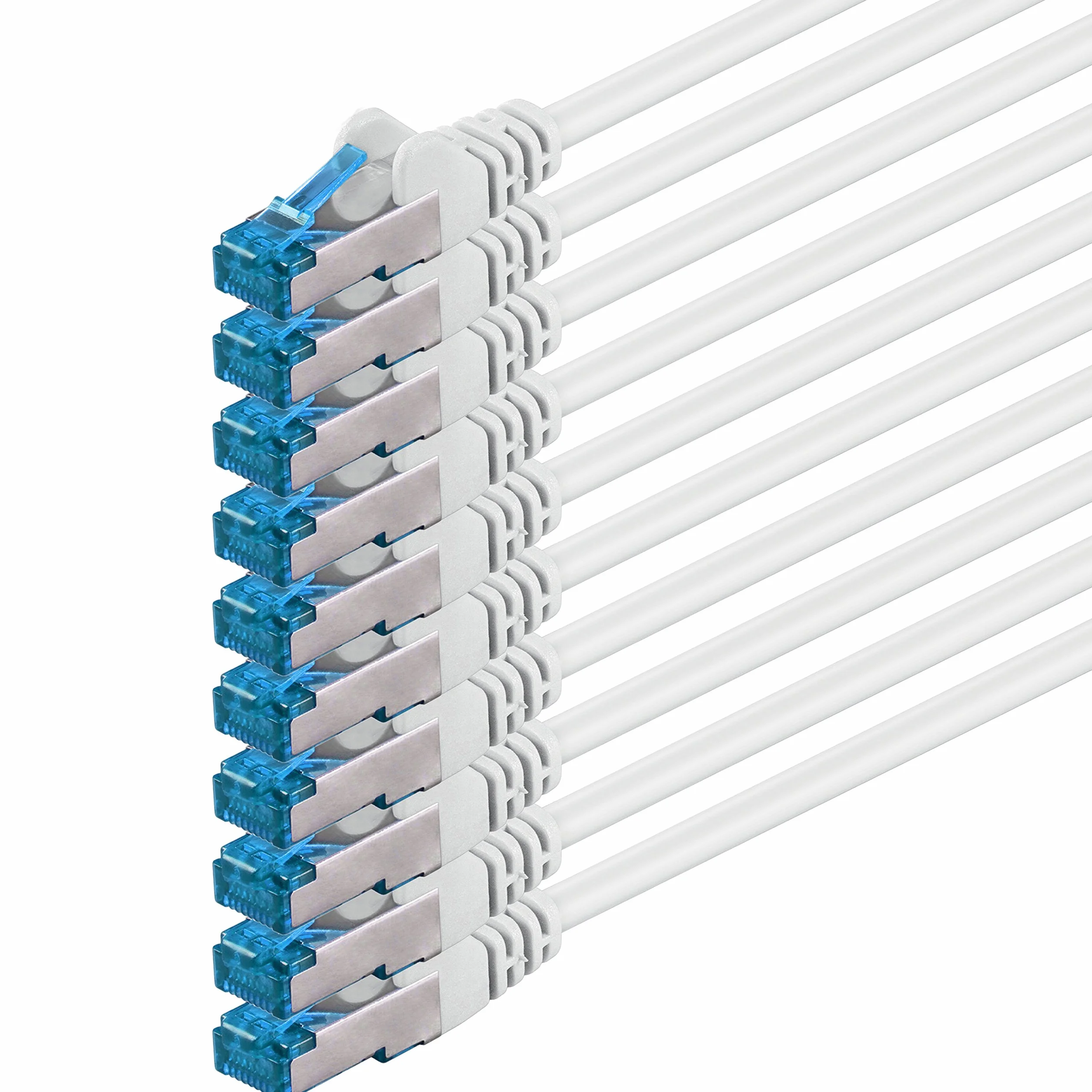 1aTTack.de 1,5m - bianco - 10 pezzi - Rete Cavi Cat6a | S-FTP | CAT 6a | doppia schermatura - certificato GHMT | PIMF | 500MHz | 10000 Mbit/s