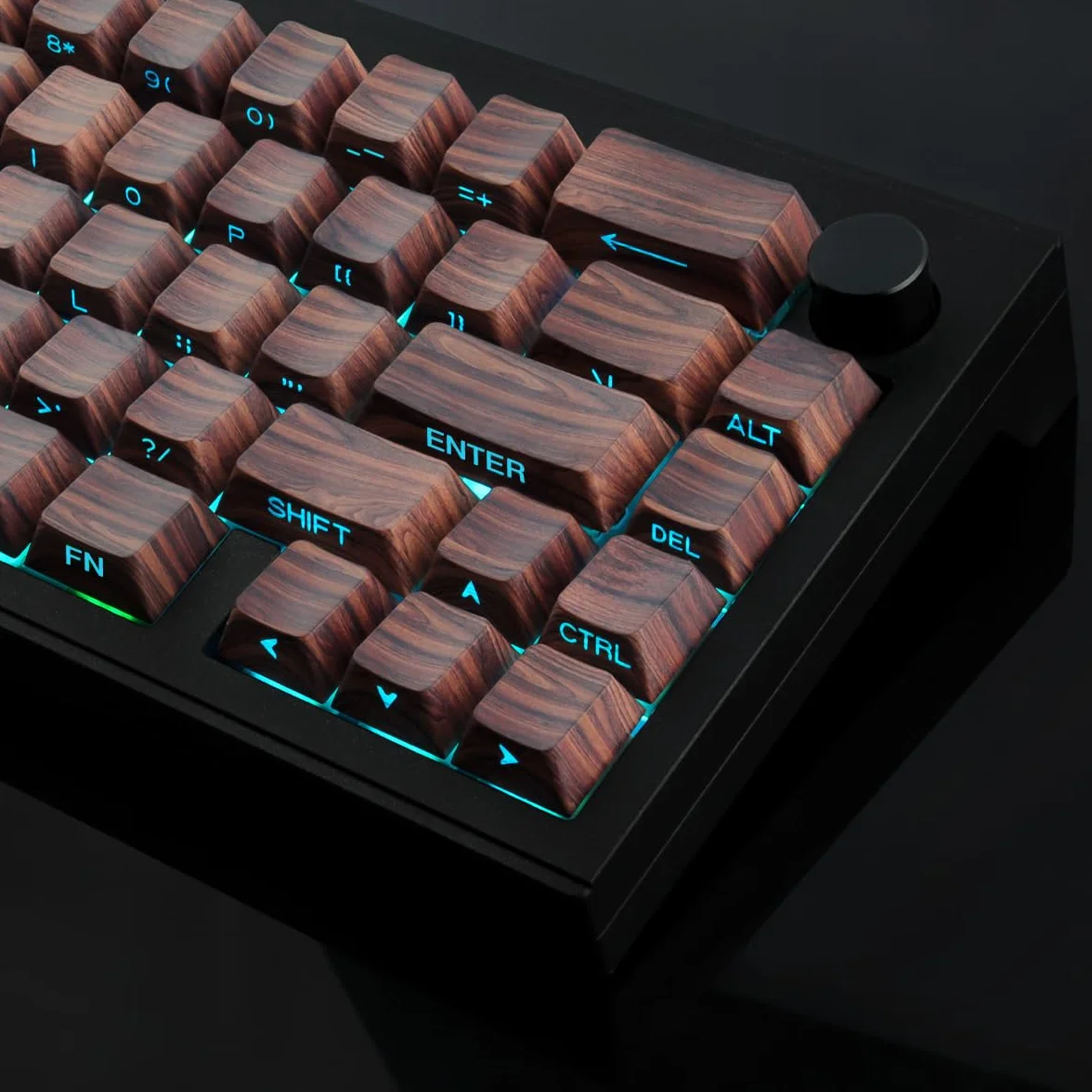 JakeTsai Copritasti con stampa laterale-PBT, Texture noce, Shine Through, Copritasti Double Shot 75 percento, dye-sub, Copritasti Cherry Profile per Gateron MX Switches Tastiera Meccanica
