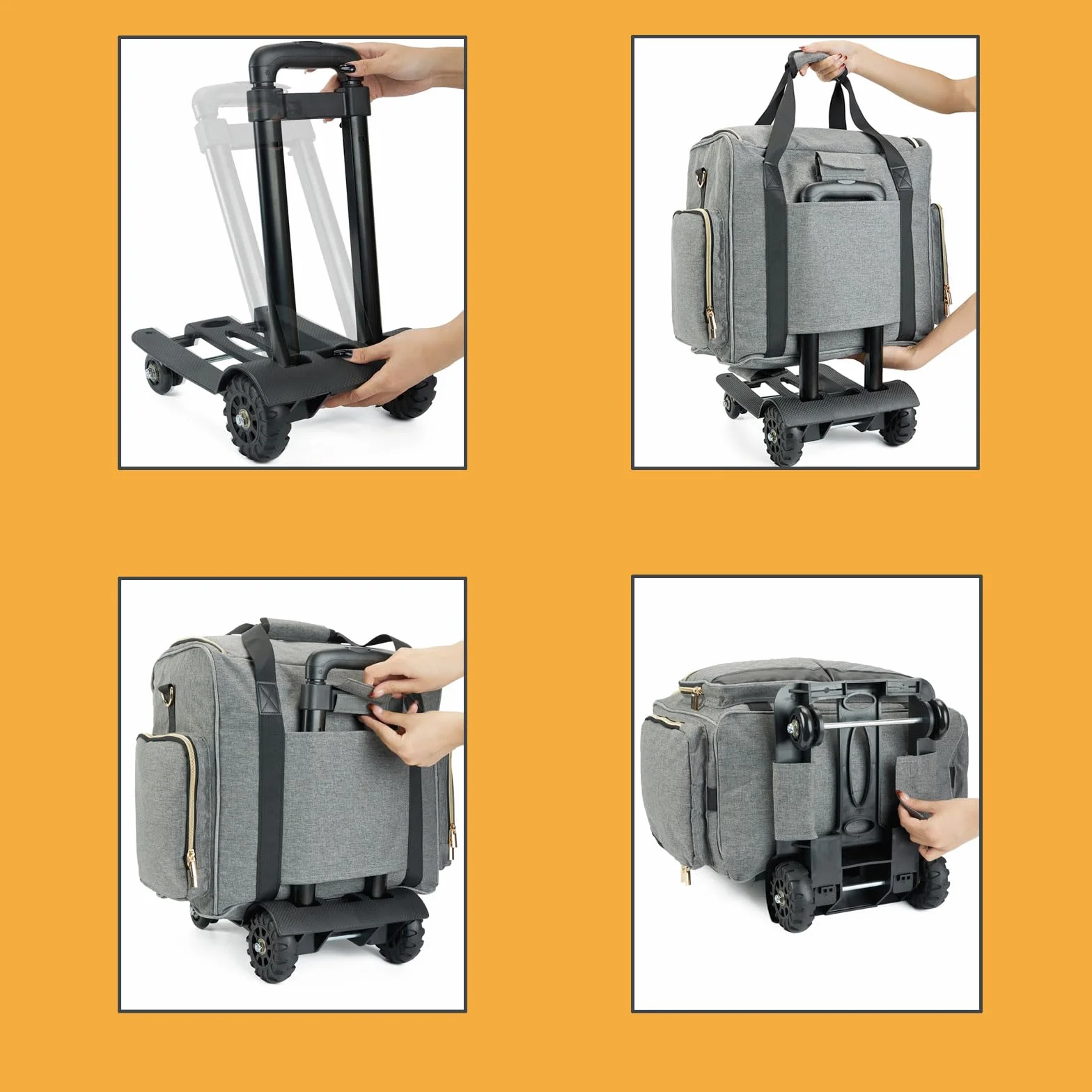 Arxus Borsone Trolley per Insegnanti con 4 Ruote per Laptop 15,6", Nero
