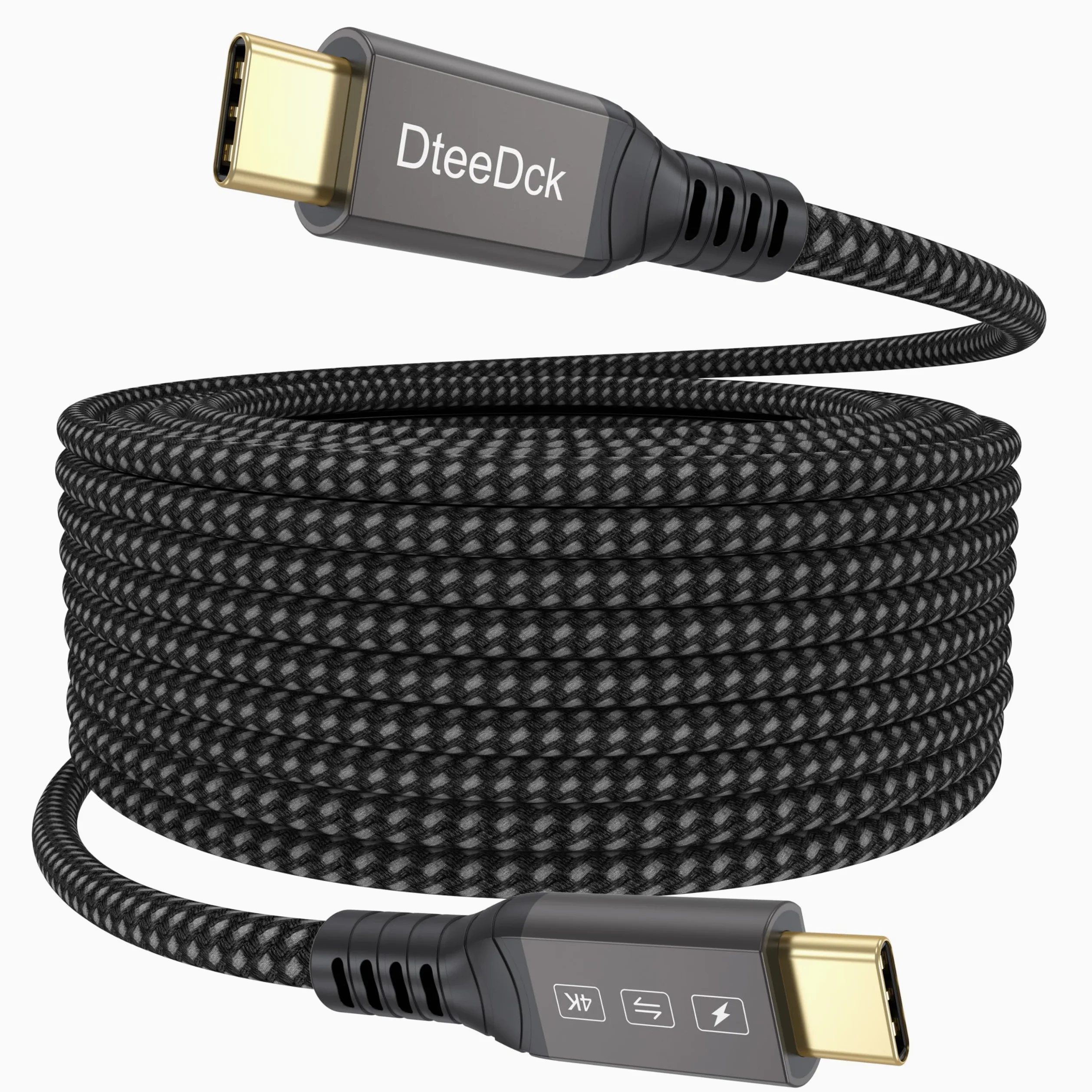 Cavo per monitor USB C extra lungo, 7,6 m, display video 4K a 60 Hz, cavo USBC 3.2 gen 2, ricarica rapida 100 W/trasferimento dati da 20 Gbps da USB-C a tipo C per monitor MacBook Dock Hub SSD esterno