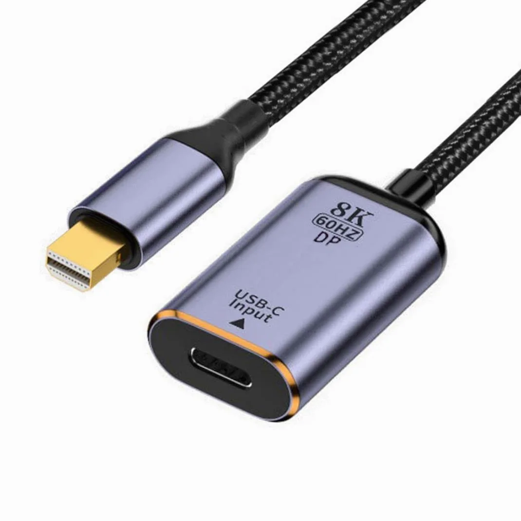 chenyang Cavo da USB C a Mini Displayport, ingresso USB tipo C femmina a Mini Displayport 1.4 maschio uscita HDTV cavo 8K @ 60hz 4K @ 120hz per tablet, telefono e laptop
