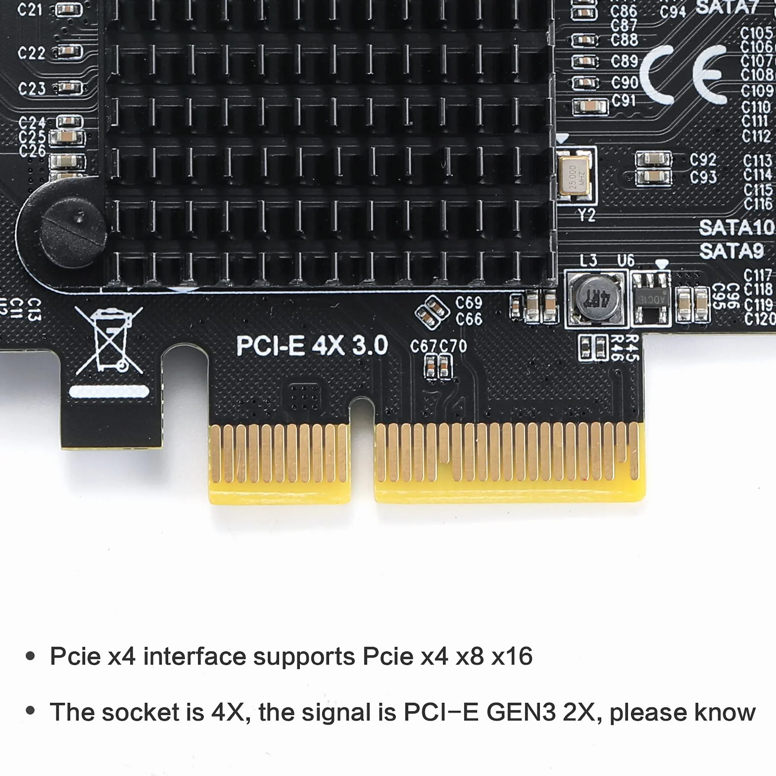 PCIE 4 schede SATA a 10 porte, SATA3.0 HDD 6G, controller PCI-E 3.0, avvio disco rigido di sistema con 10 cavi SATA e chip ASM1166+JMB75.