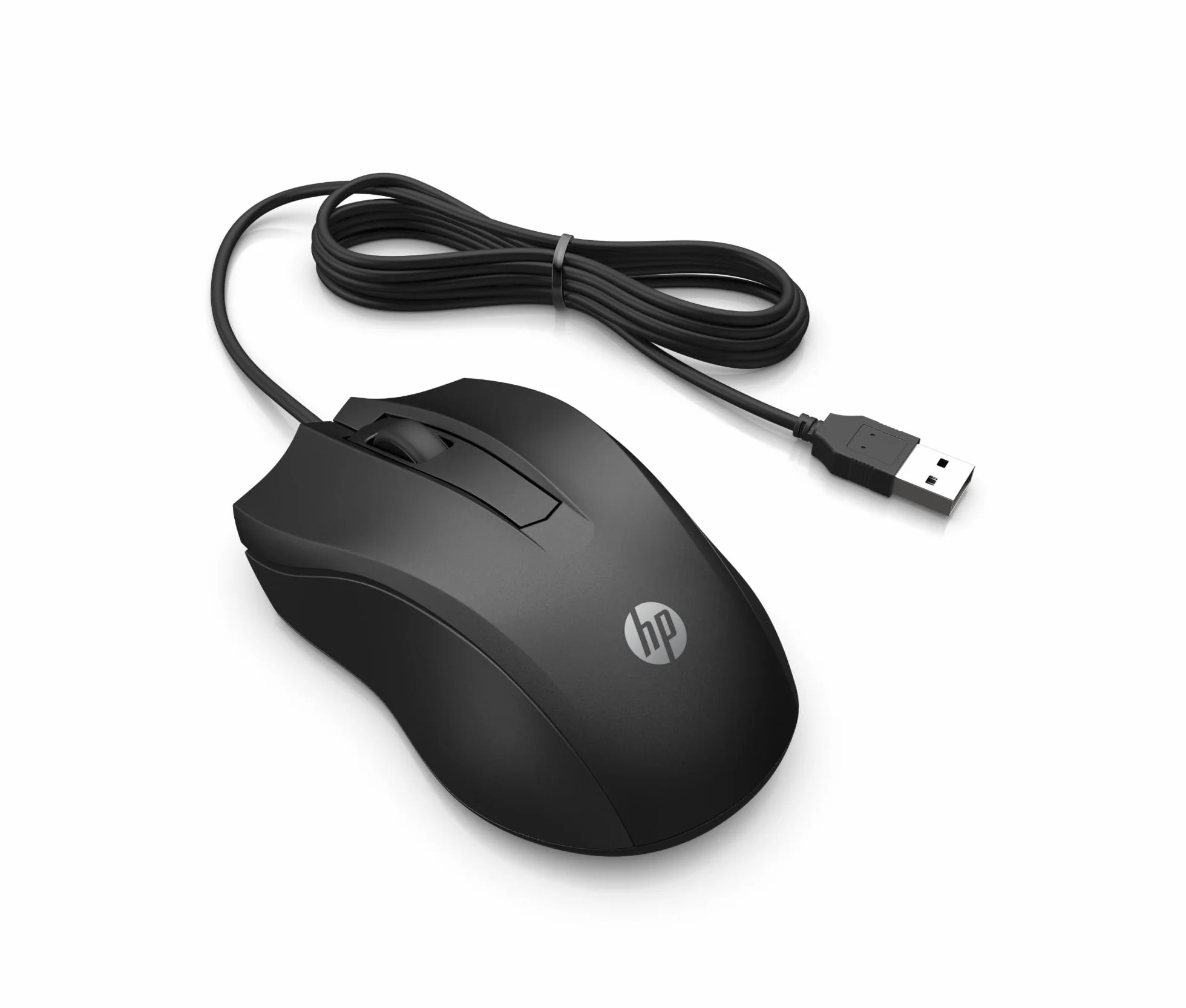 HP 100 Mouse Cablato, 1600 DPI, 3 Pulsanti, Cavo USB-A 1.5m, Ergonomico, Ambidestro, Nero