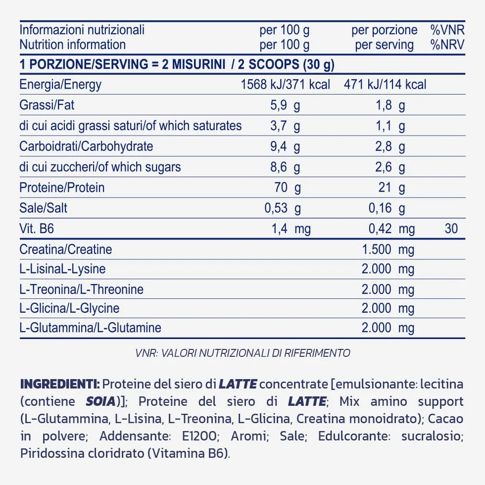 PROLABS Whey Protein Concentrate 1kg Cioccolato Aminoacidi Essenziali BCAA Creatina Glutammina Vitamina B6