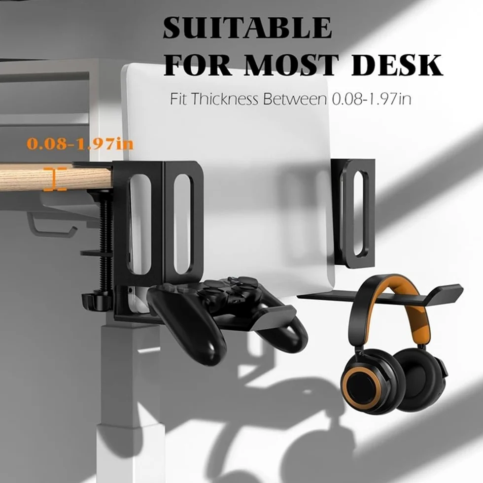 Supporto per Laptop Organizer for Laptop da scrivania, Supporto for Laptop sotto la scrivania con Supporto for Cuffie Rialzo per Laptop(Nero)