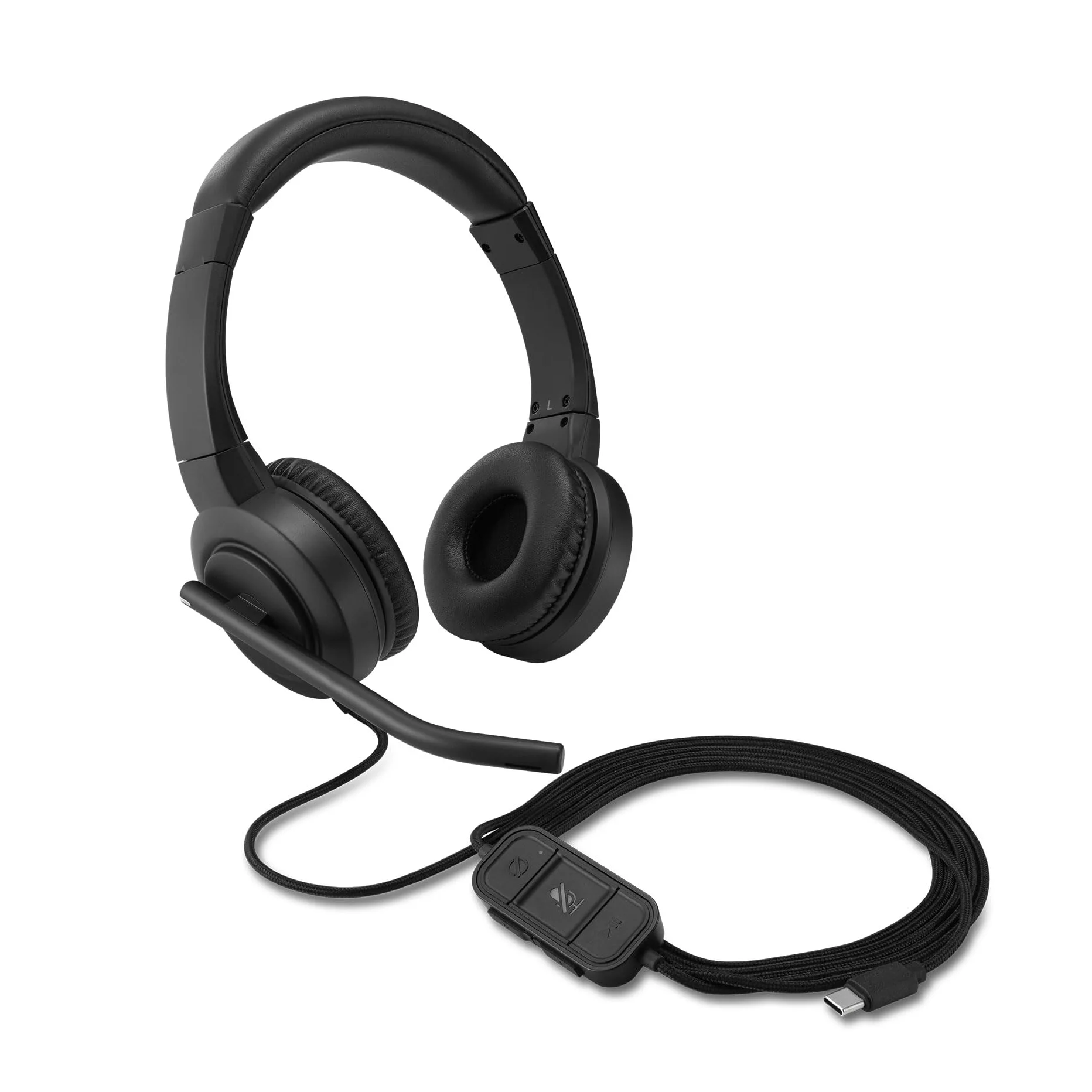Kensington H1000 Cuffia On-eEar USB-C con Audio HD, Microfono con Cancellazione del Rumore, Luci LED e Driver da 40 mm con Modalità "Plug & Play" Universale