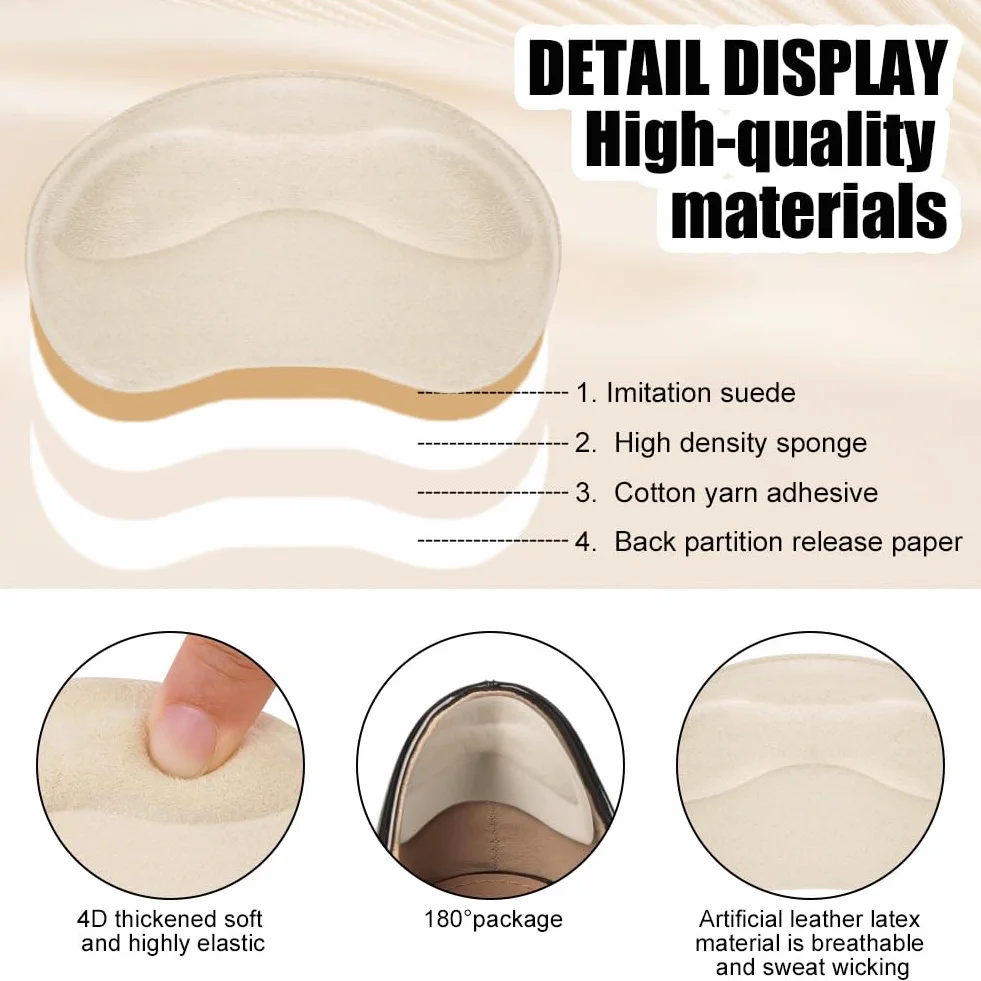 Vicloon Cuscinetti per Scarpe, 4 Paia Impugnature per Tallone, Inserti Autoadesivi Anti-Vesciche