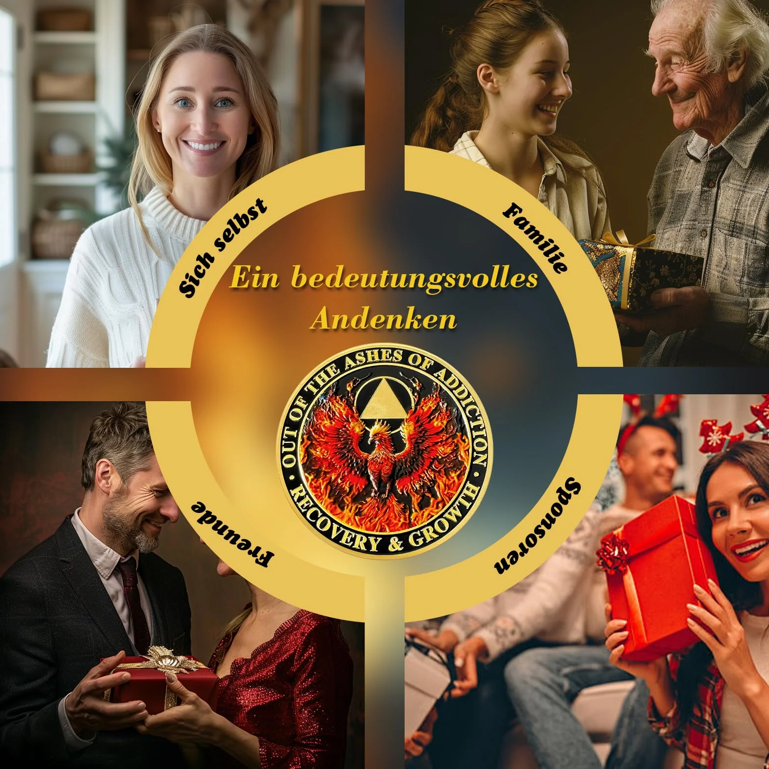 Phoenix in Fire Moneta Fiamma Chip AA Coin Medaglione Recupero Token Regali Per Uomini Donne Alcolisti Anonimo