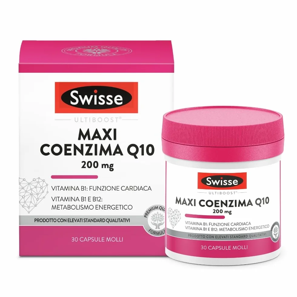 SWISSE Ultiboost Coenzima Q10 200mg Integratore con Vitamina B12 e B1 30 Capsule Molli