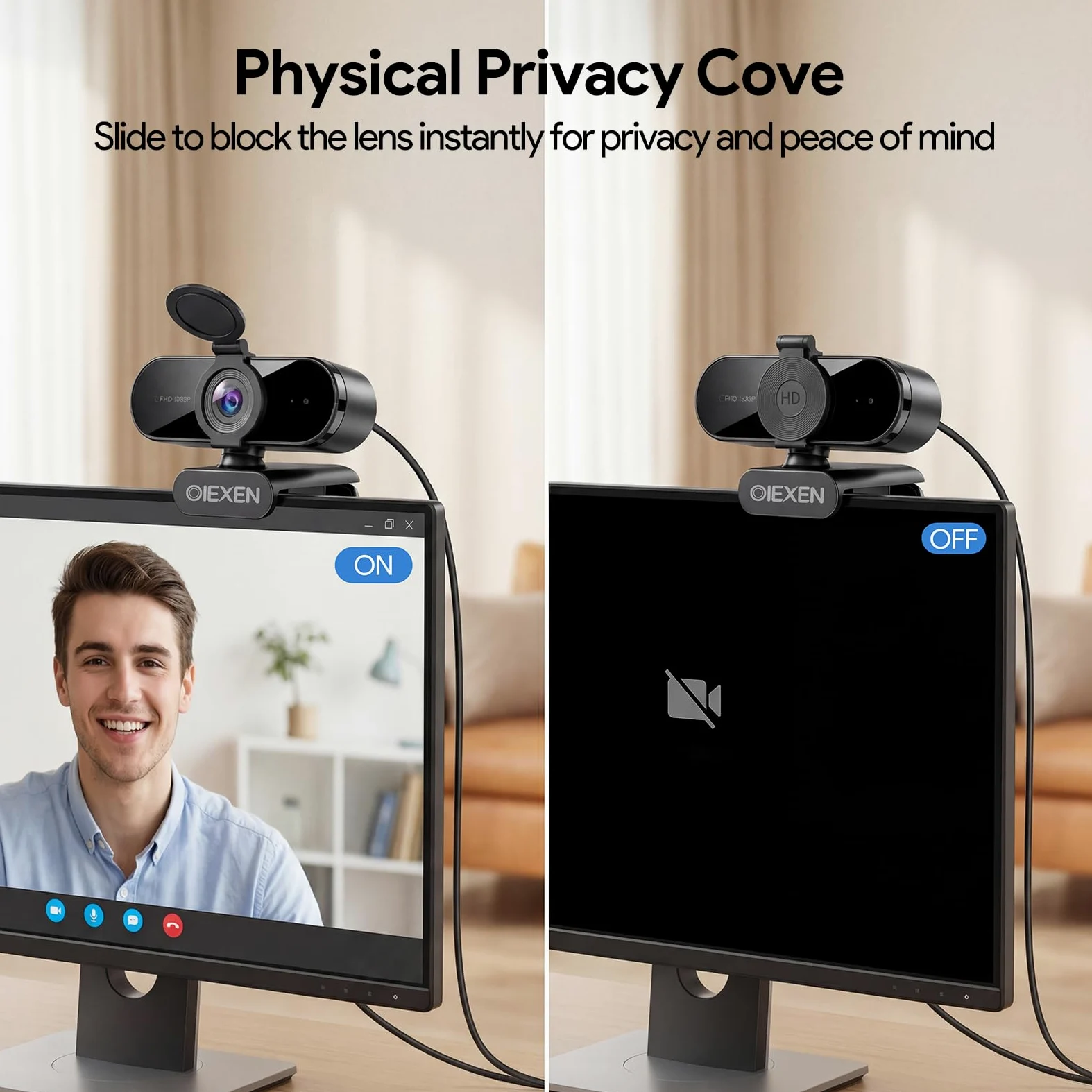 Webcam 1080P con microfono, esposizione automatica, FOV a 90°, copertura privacy, adattatore USB-A a C, telecamera per streaming plug & play per PC/Mac/Zoom/Team/Skype/riunioni/Switch 2