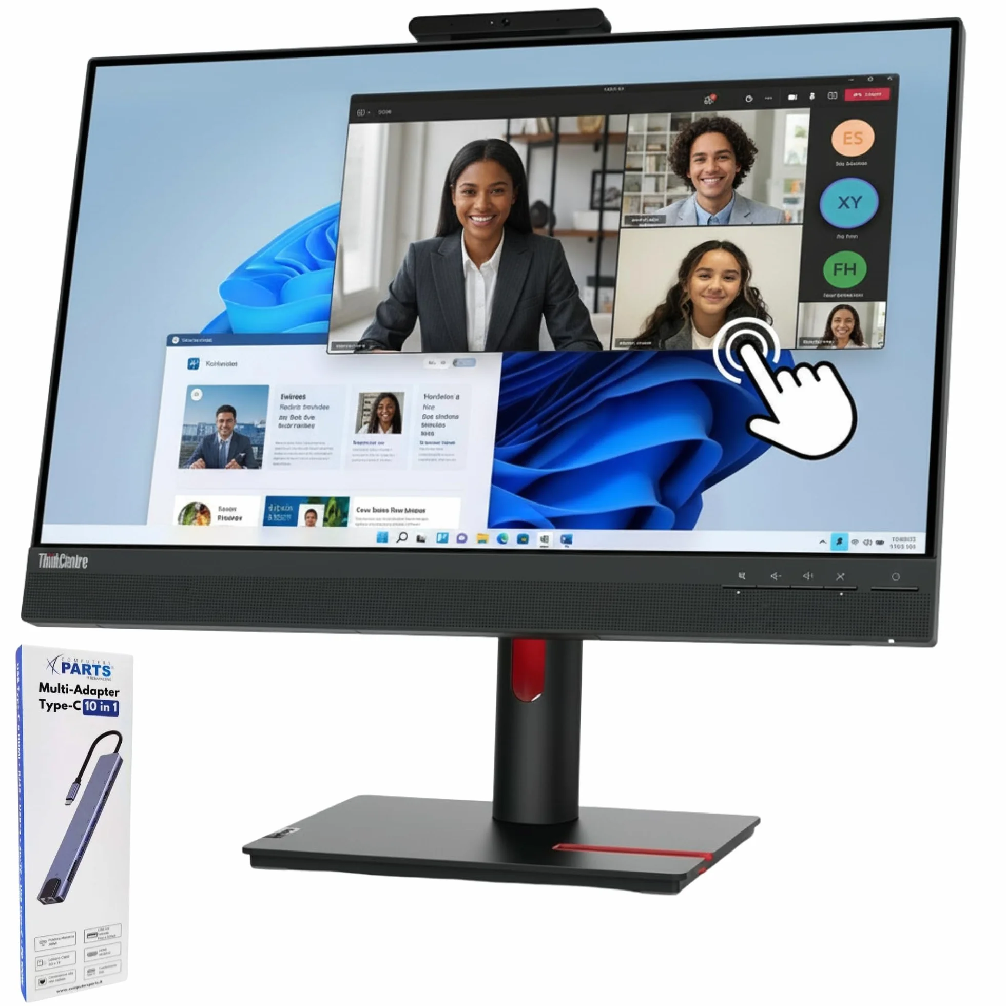 Lenovo All-in-One 24" Touch Screen i5-8500 3.50GHz 16GB RAM 512GB SSD Windows 11 Pro Office PC USB-C Garanzia 36 Mesi