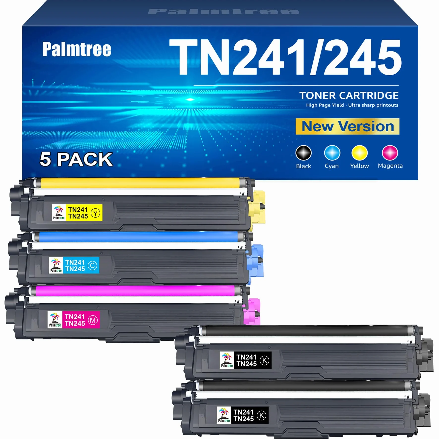Palmtree TN241 TN245 Toner Compatibile per Brother TN-241 TN-245 per Brother MFC 9332CDW Toner DCP 9022CDW MFC-9142CDN HL-3142CW DCP-9022CDW MFC-9332CDW DCP-9020CDW HL-3152CDW HL-3140CW (5-Pack)