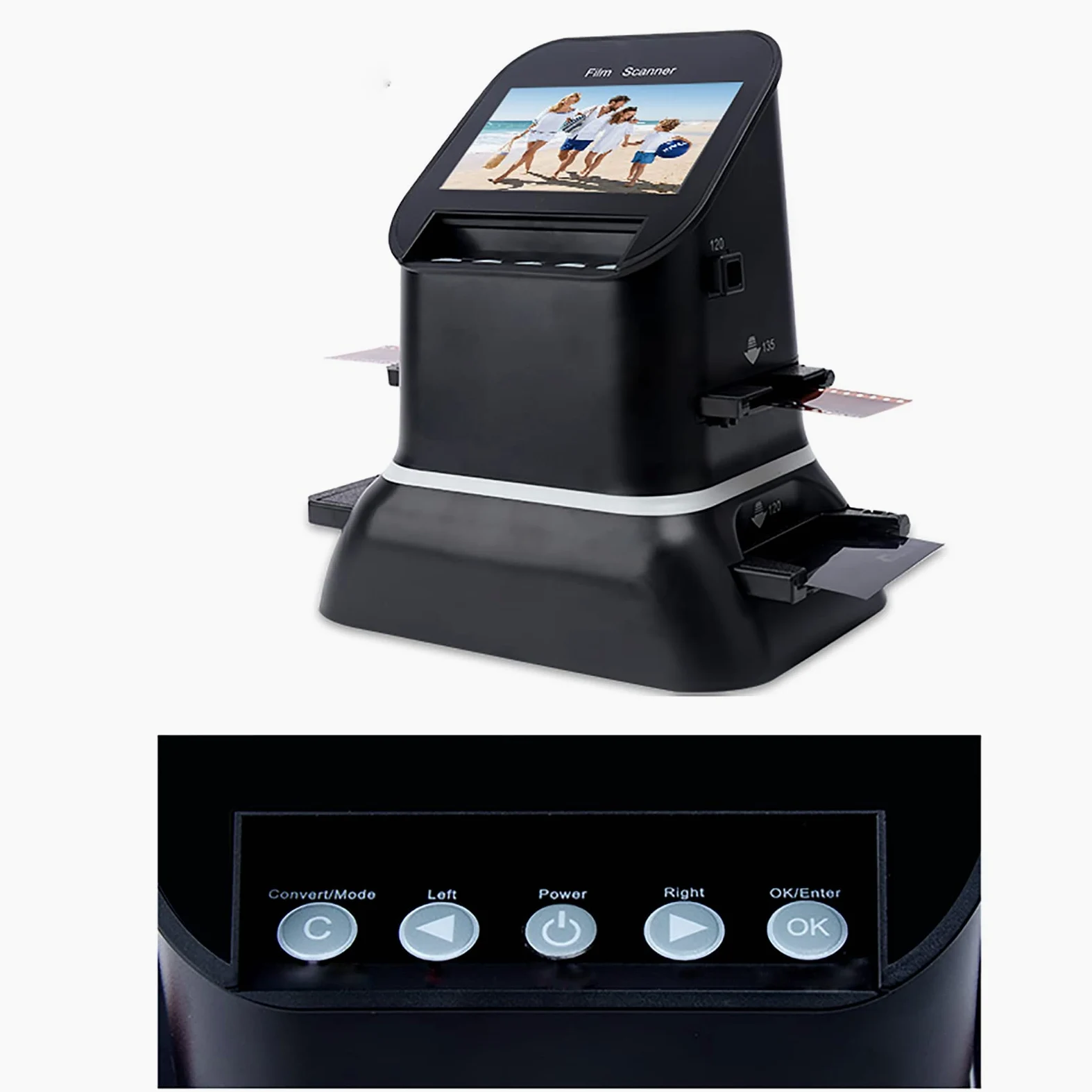 Scanner per pellicole digitali, convertitore di pellicola ad alta risoluzione 120, schermo LCD 1080P, converte 35 mm, 135, 126, 127 negativi e diapositive in digitale JPEG
