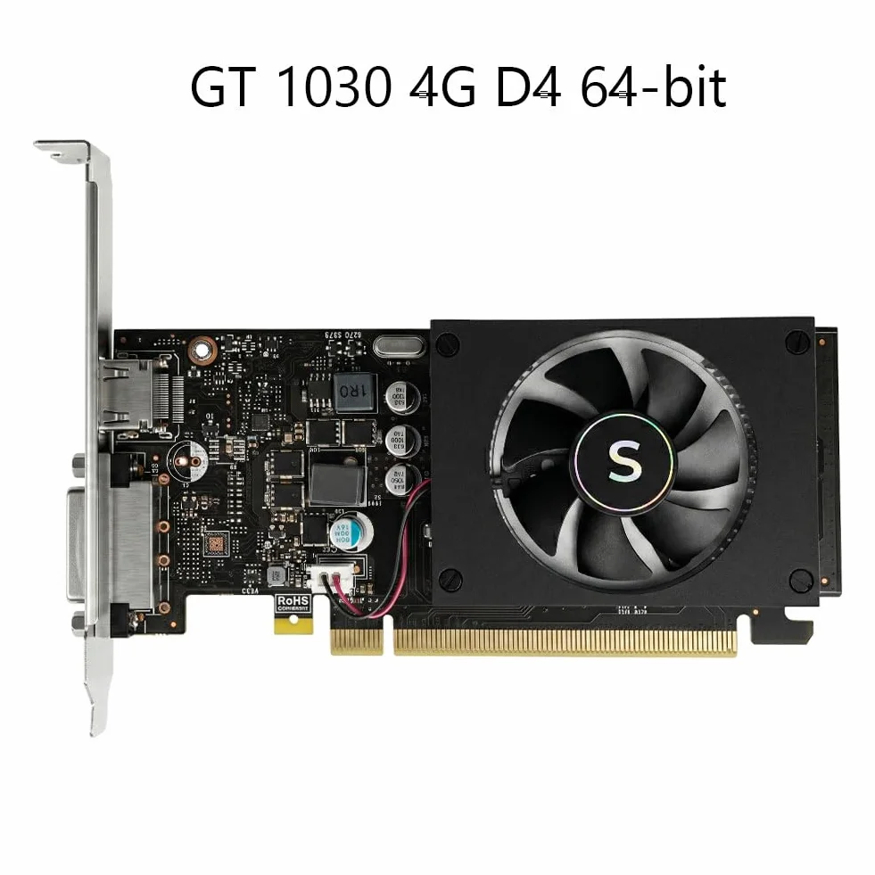 GT 1030 Scheda grafica, 4GB GDDR4 64-bit, HDMI DVI, Basso profilo, PC Scheda video, Computer GPU, DirectX 12, PCI Express x4