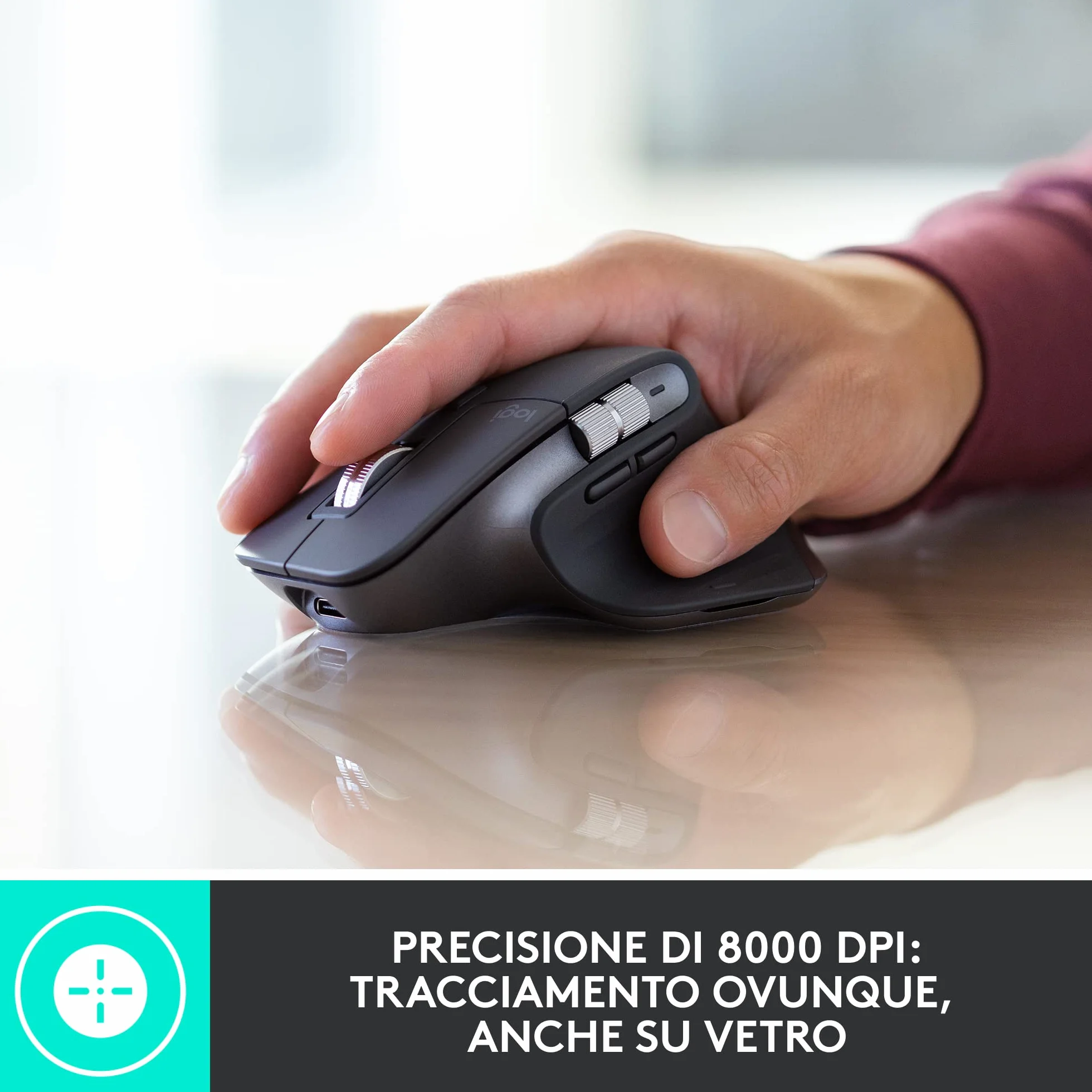 Logitech MX Keys Combo for Business | Gen 2, Tastiera e Mouse Wireless Full Size, con Poggiapolsi, Bluetooth , Logi Bolt, Clic Silenziosi, Windows/Mac/Chrome/Linux, Italiano QWERTY - Grigio