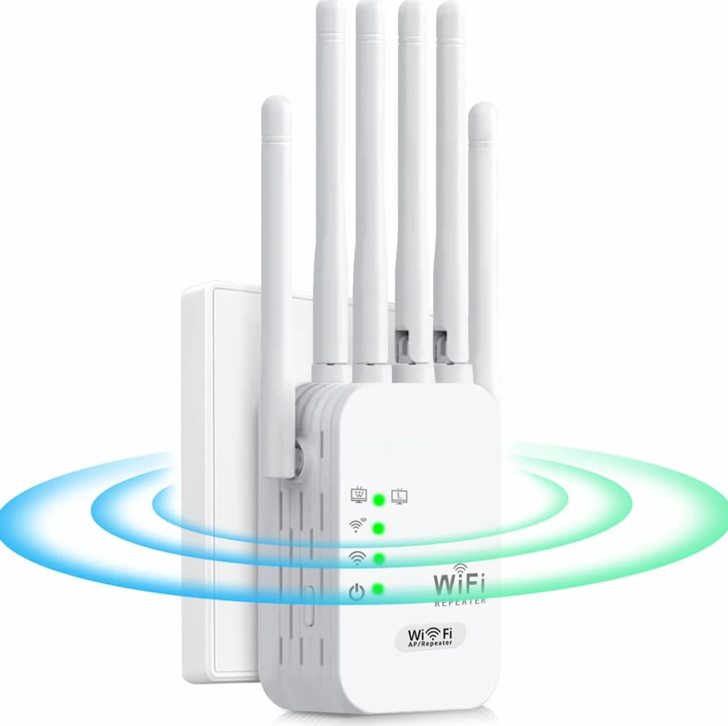 Ripetitore WiFi 1200Mbps, Dual Band 5GHz e 2.4GHz Extender WiFi Potente,Amplificatore Segnale con 6 Antenne e 2 Porte LAN, Modalità Ripetitore/Router/AP,Copertura Estesa per Casa e Ufficio