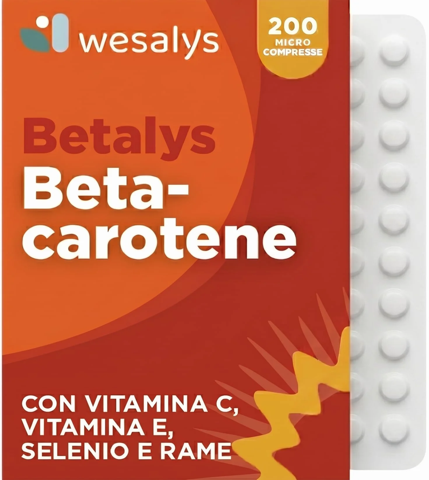 Betacarotene Integratore Abbronzatura Forte 200 Micro Compresse con Vitamina E C Rame Selenio