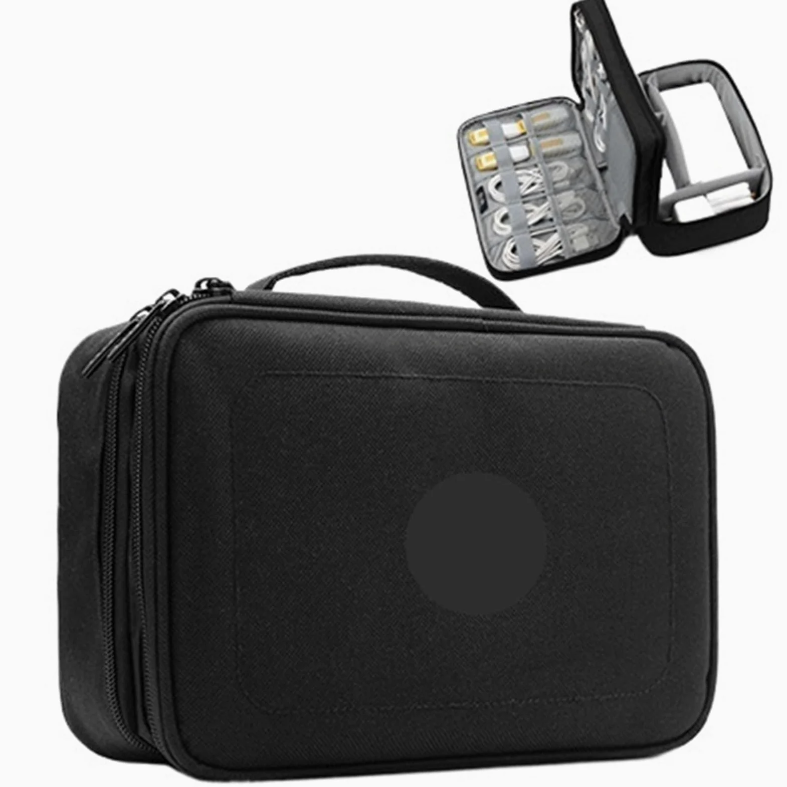 Borsa Organizer Per Cavi Custodia multiuso/organizzatore for accessori elettronici da viaggio da 2 pezzi, for Power Bank, disco rigido, caricabatterie Per Cavo, Caricatore(Double layer black)