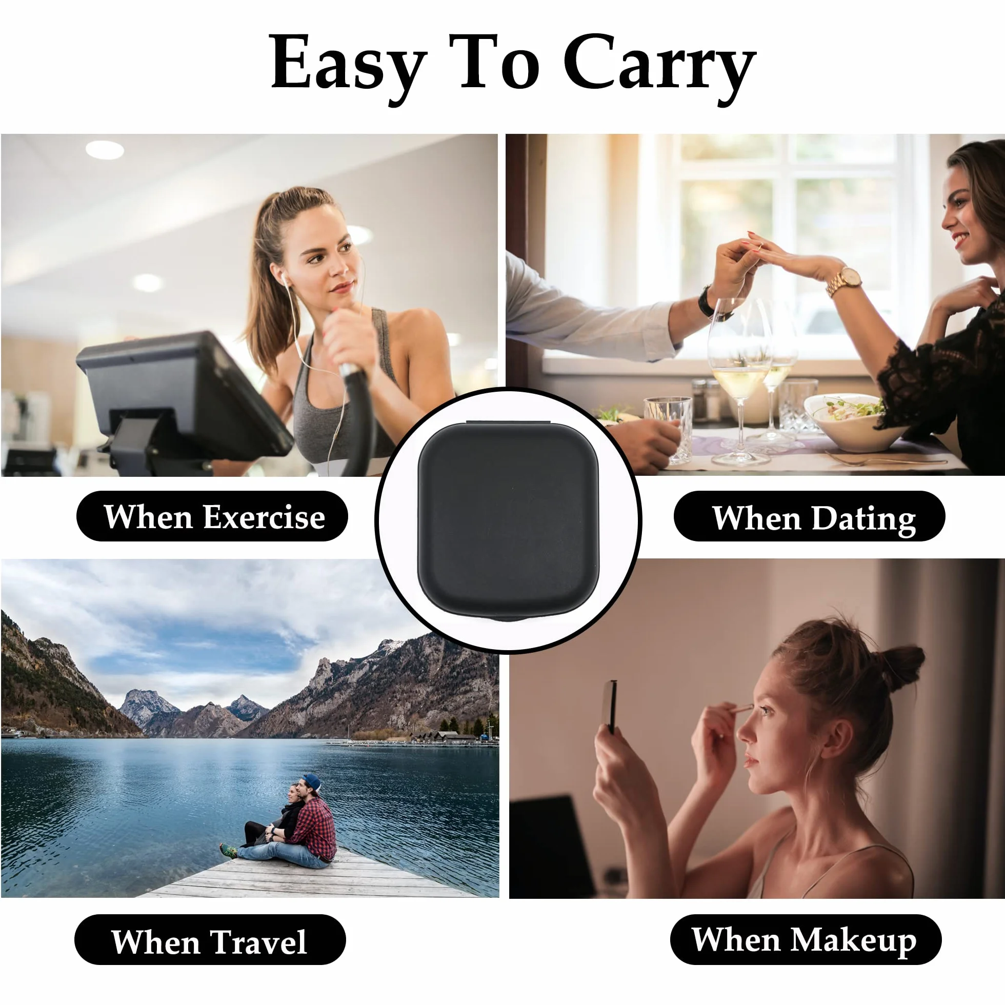 Set di 2 contenitori per lenti a contatto da viaggio a prova di perdite con specchio