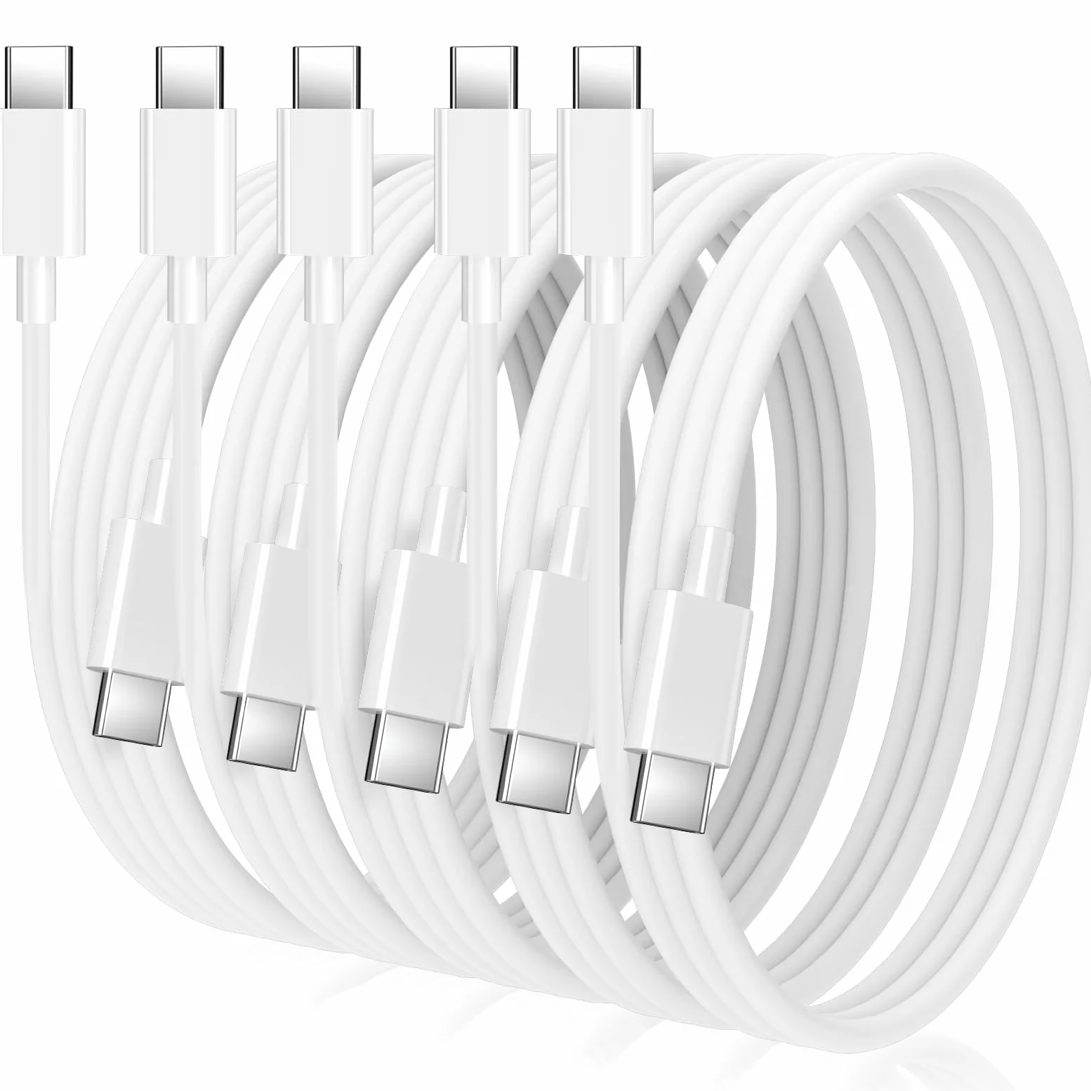 Cavo da USB C a USB C, confezione da 5 [3.3+3.3+6+6+3 FT], cavo di ricarica rapida per iPhone 15, Samsung Galaxy S24 S23, iPad Pro 2021, iPad Mini 6, MacBook Pro 2020, Switch