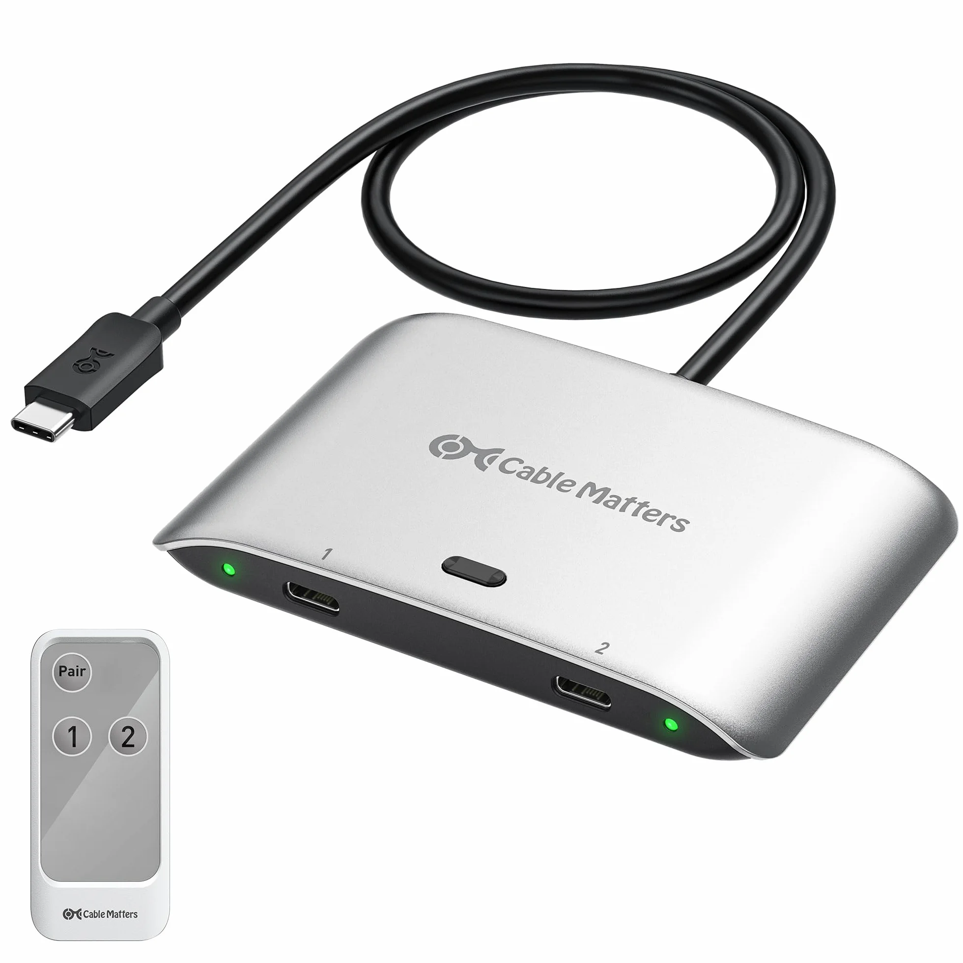 Cable Matters Switch USB C da 20 Gbps per 2 computer, PD da 140 W, fino a 8K@30Hz su Windows, 4K@60Hz su macOS, condivisione di un monitor o dock USB-C/Thunderbolt 4 (non per dock con cavo collegato)