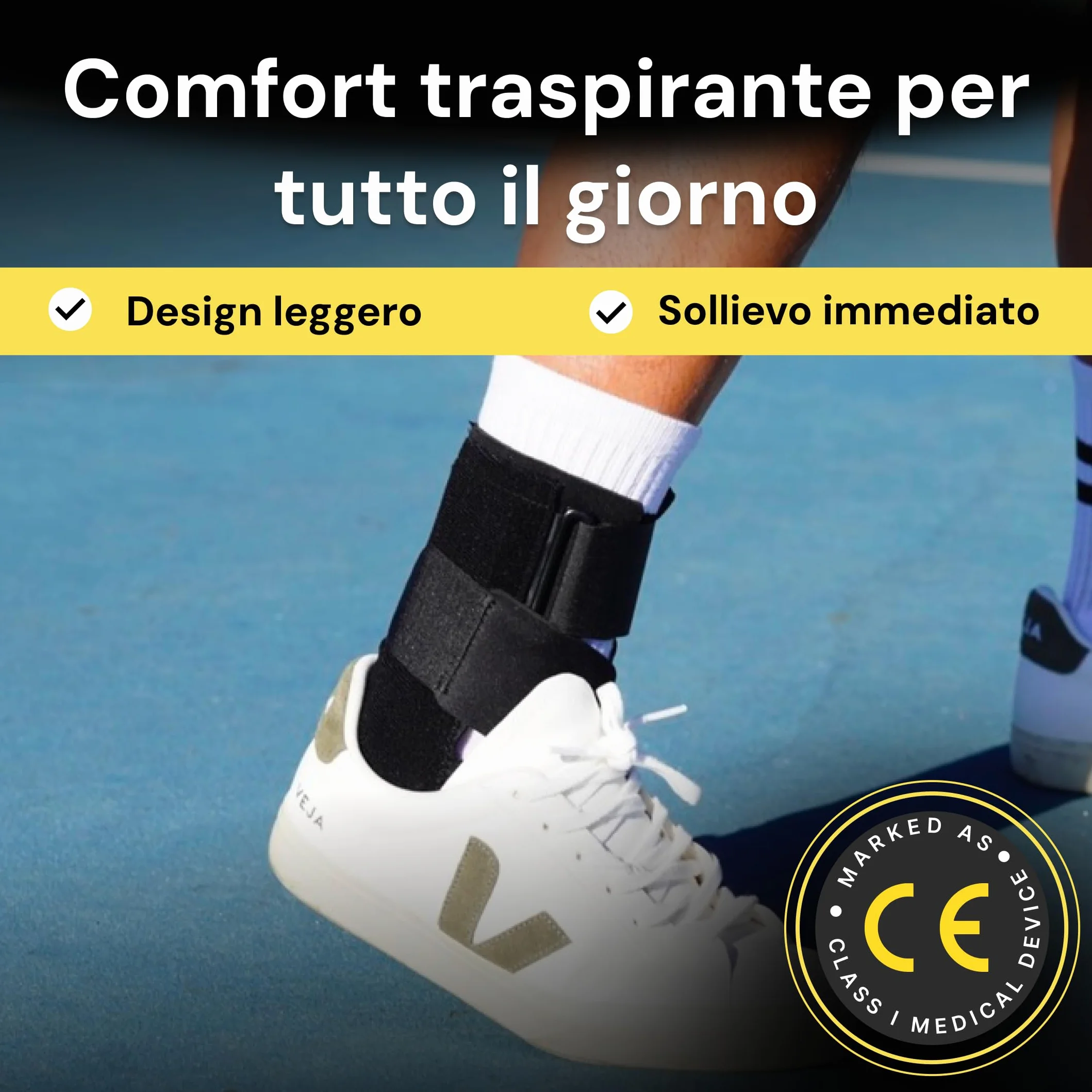 BraceUP Cavigliera Ortopedica uomo donna - Tutore caviglia sportivo per distorsione, stabilità, dolore piede, slogatura, tendinite d'Achille