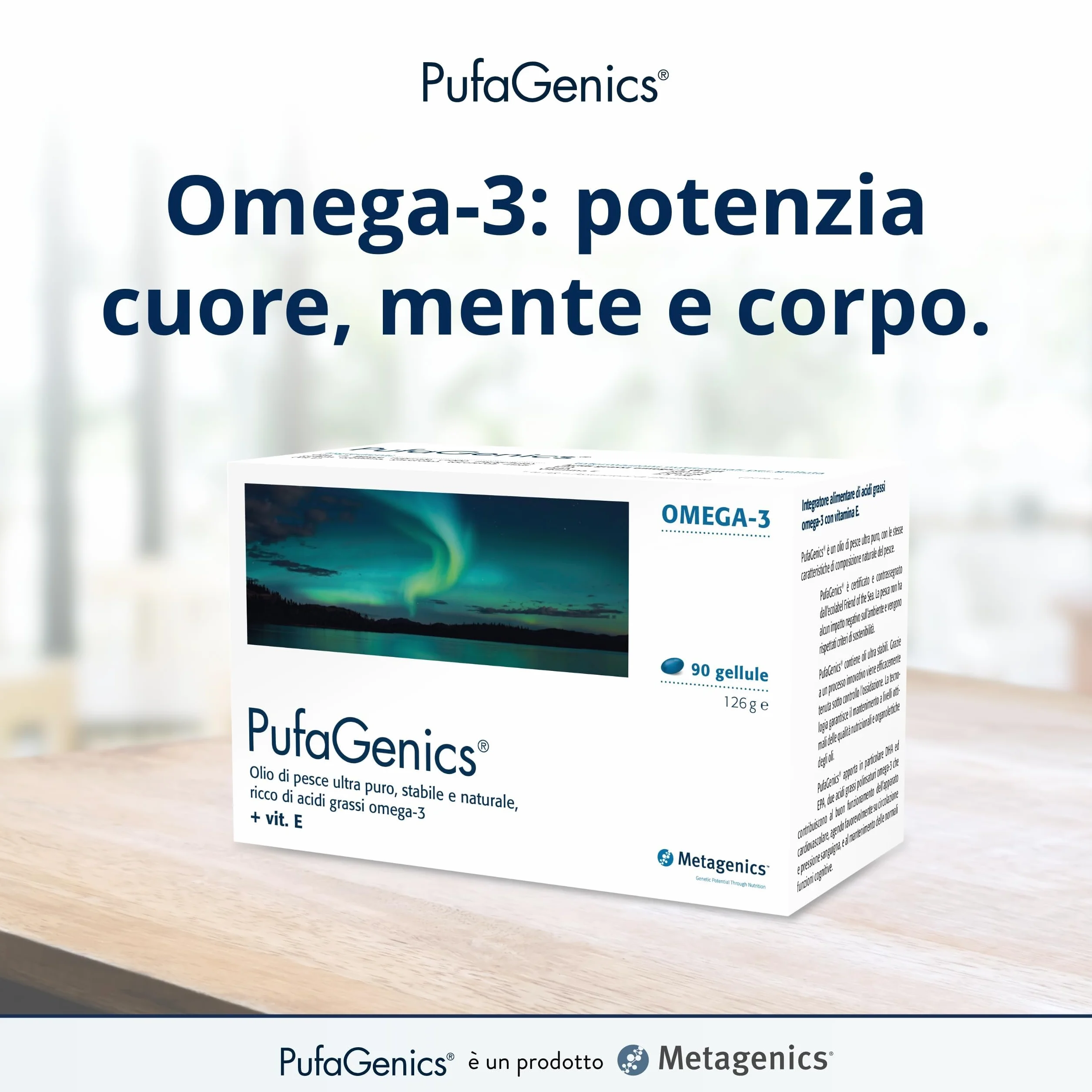 Metagenics PufaGenics Omega 3 Integratore Alimentare Olio di Pesce 90 Gellule