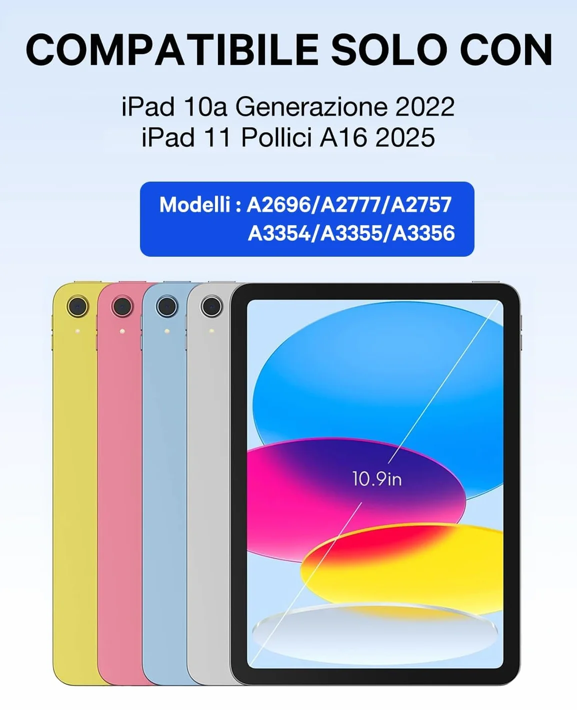 CHESONA Tastiera iPad 10 Generazione 10.9'' 2022, Cover con Tastiera per iPad 11 Generazione (A16, 2025), 2 Canali BT, Italiano ‎QWERTY Staccabile Magnetico con Touchpad, Nero