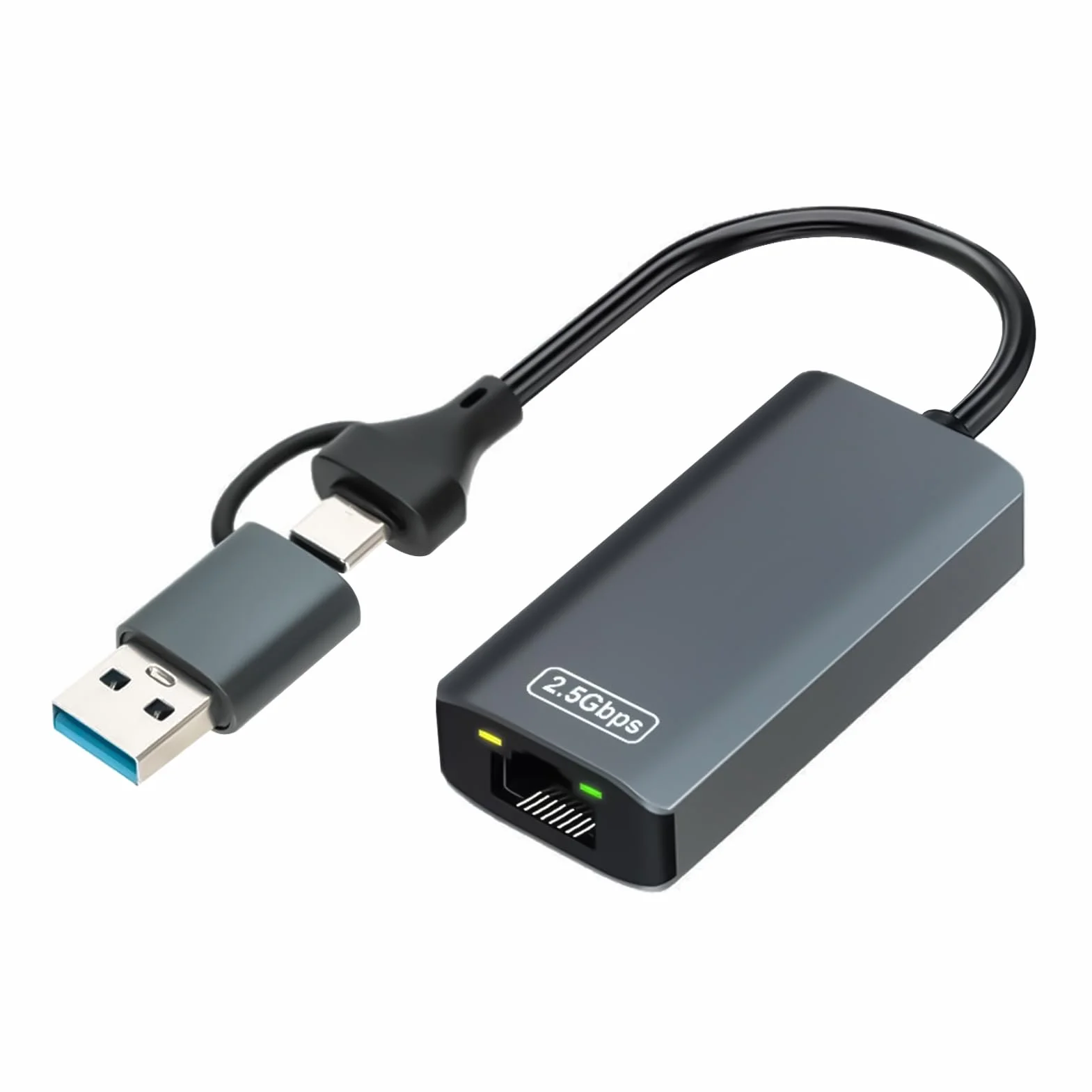Adattatore USB Ethernet 2.5G, adattatore di rete USB-C e USB-A 2 in 1 a RJ45, Plug & Play, compatibile con Windows, macOS, Linux, iPad Pro, iPhone 15/16, Surface, XPS, connessione rapida e stabile