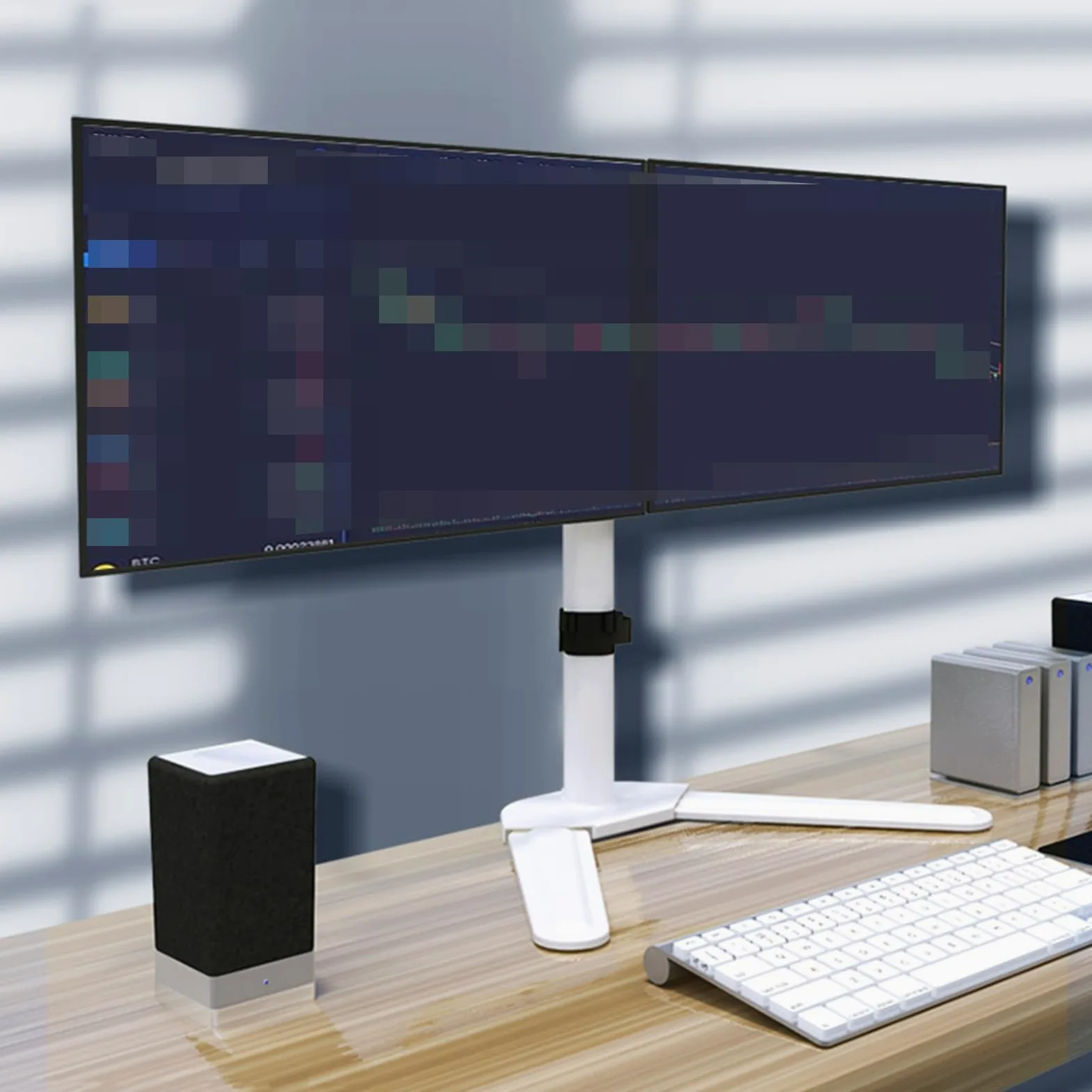 Supporto Doppio per Monitor da 10 A 32 Pollici, Supporto da Scrivania Autoportante Completamente Orientabile per 2 Schermi, Supporta Fino A 8 kg per Braccio.