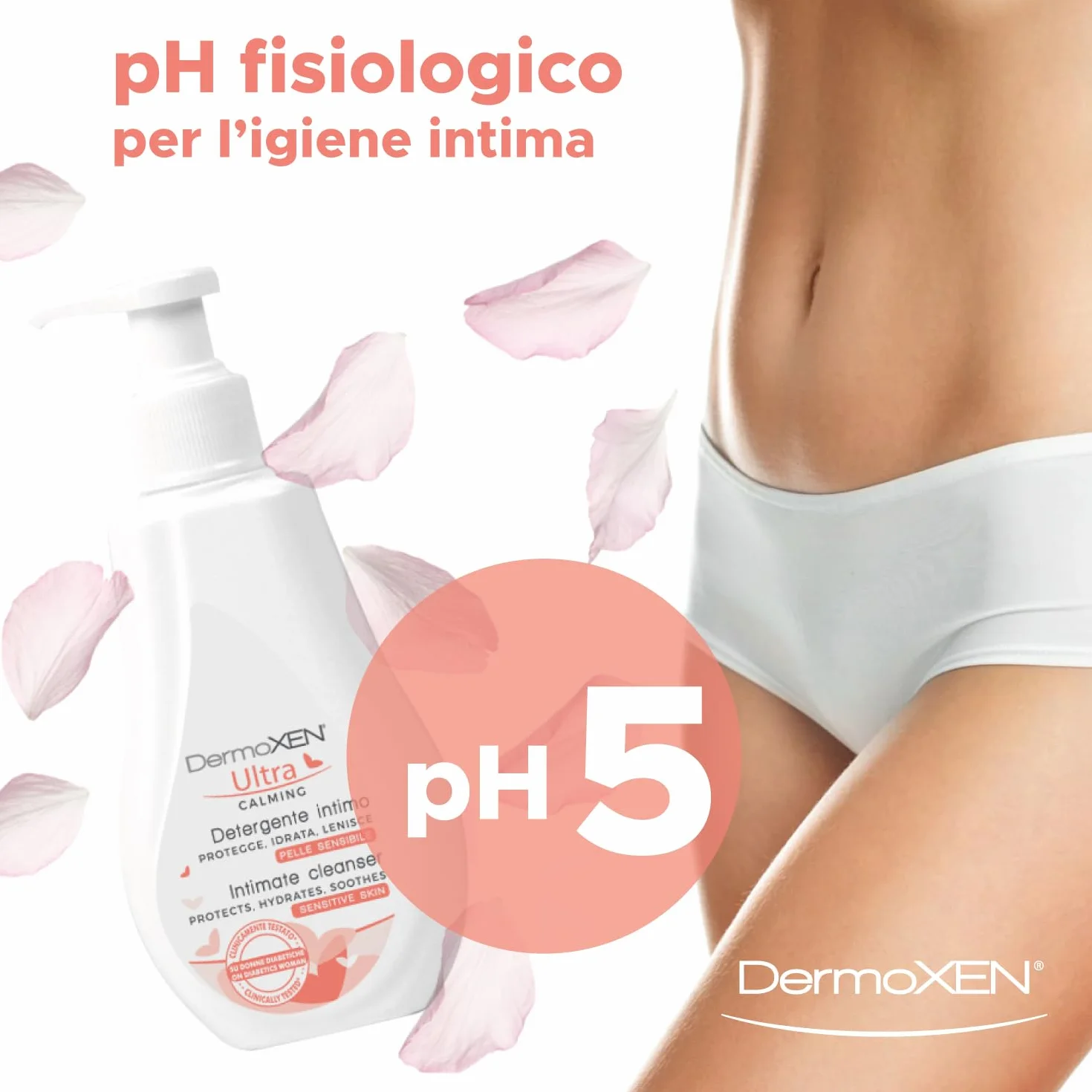 DERMOXEN Detergente Intimo Donna 125ml Sapone Intimo Idratante Acido Ialuronico e Lattico Senza Glucosio e Parabeni