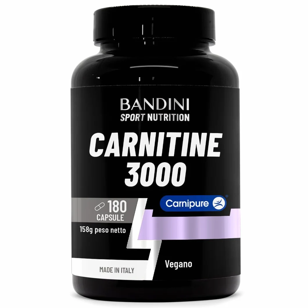 Bandini L Carnitina 3000 180 capsule vegane Carnipure Alto Dosaggio Integratore Sportivo Tartrato L-Carnitina