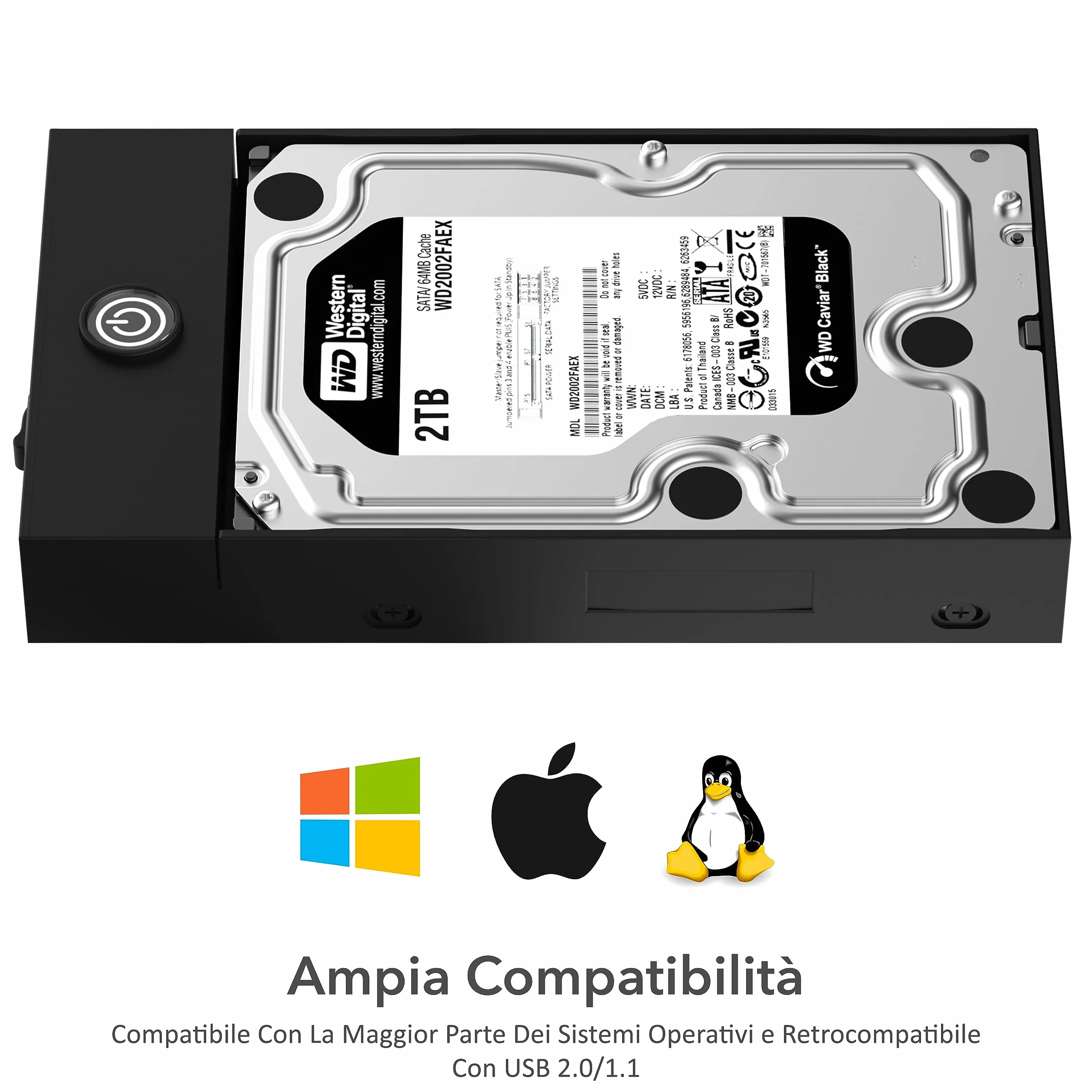 SABRENT Case SSD HDD Hard Disk Esterno SATA 2.5 3.5" USB 3.2 Docking Station 22TB UASP EC-KSL3