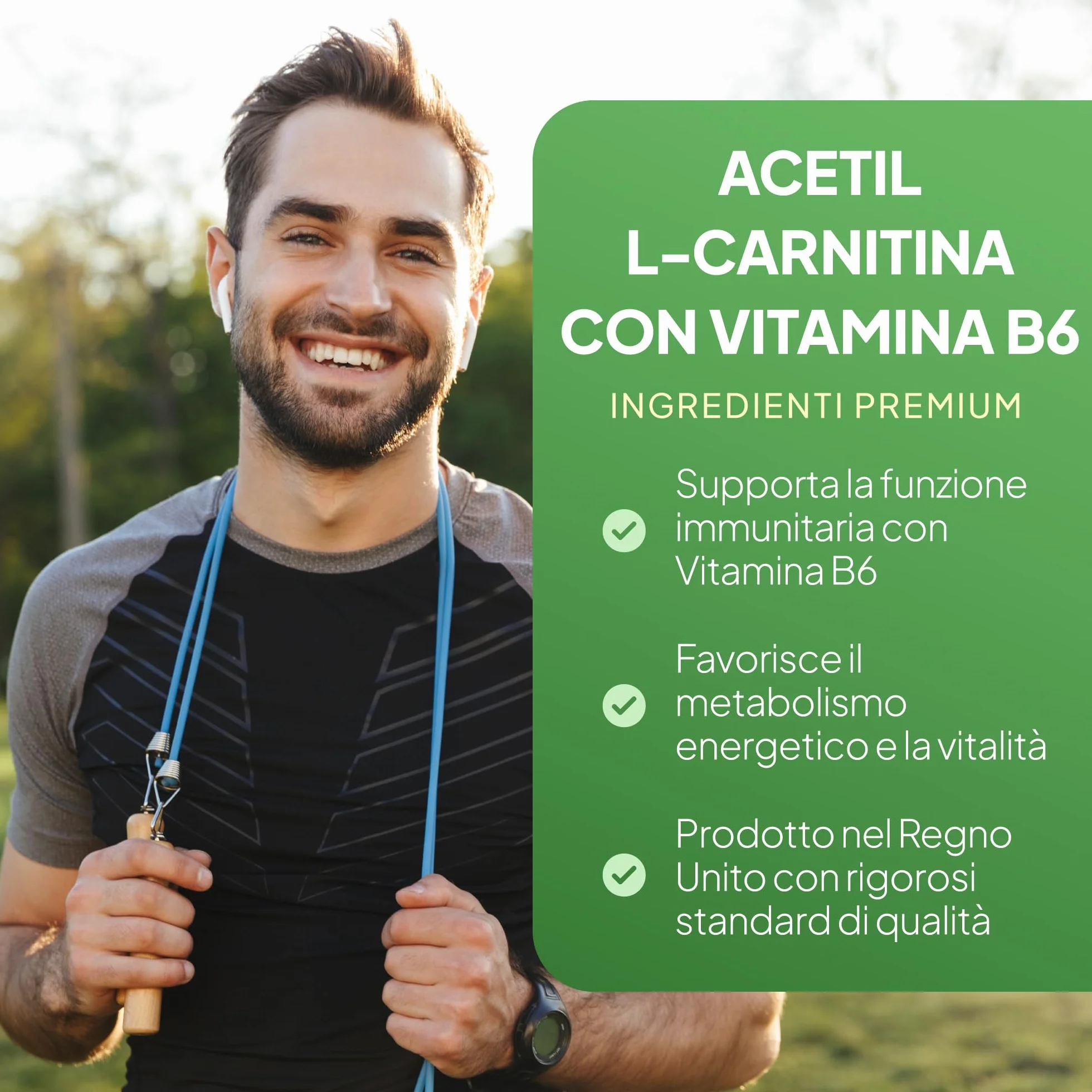 Capsule Acetil L-Carnitina 500 mg con Vitamina B6 | 60 Capsule