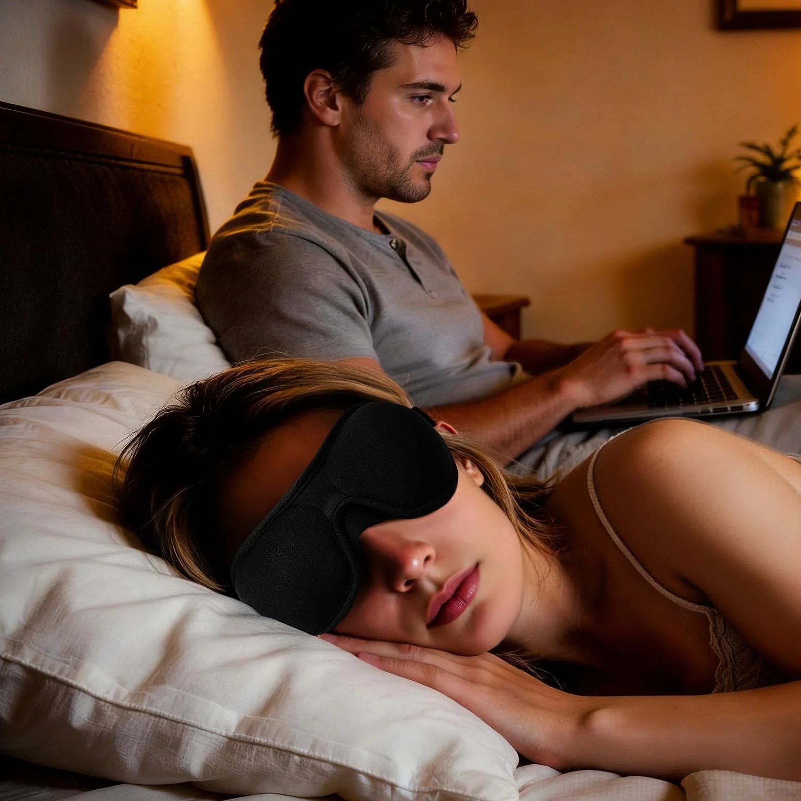 Mascherina per Dormire Brencco Pressione Oculare Zero Design 3D Confortevole per Occhi