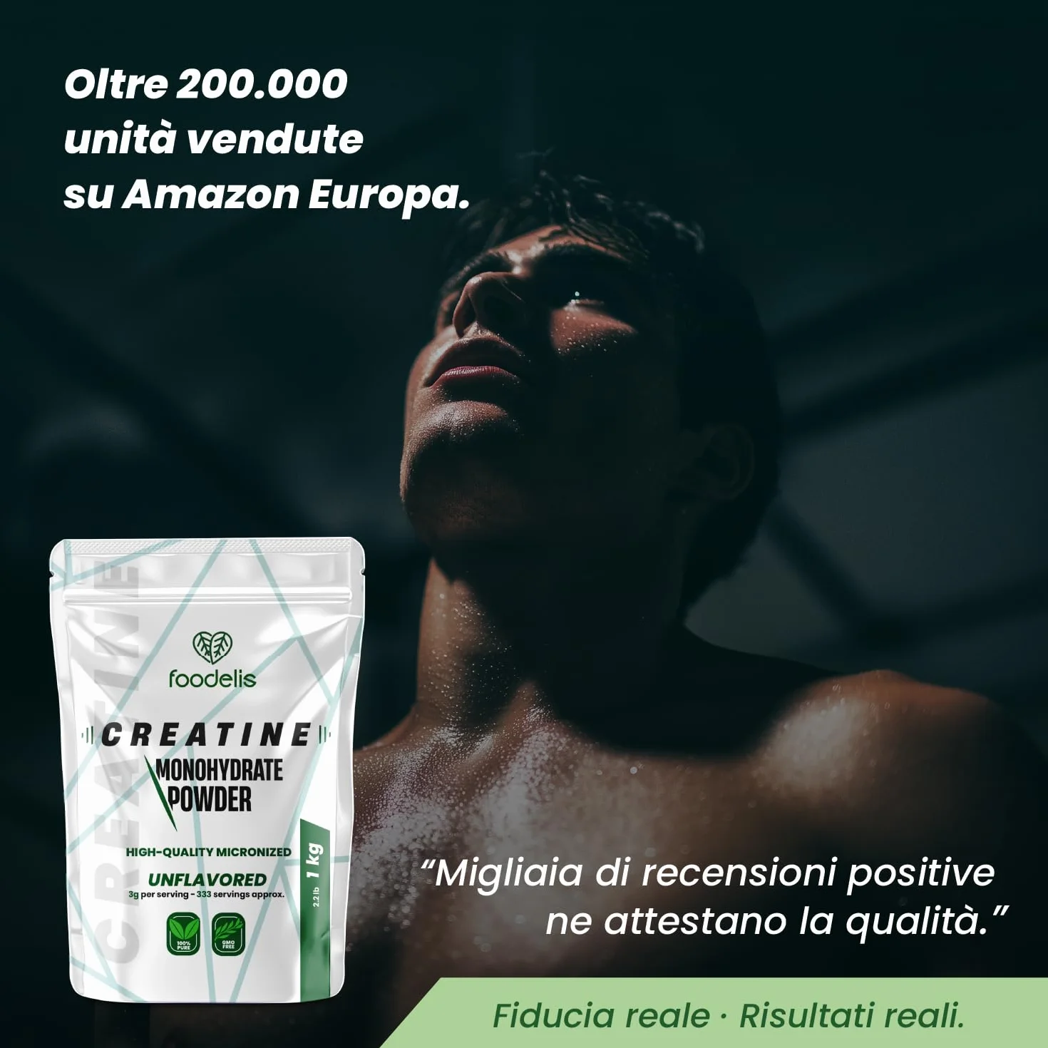 Foodelis Creatina Monoidrato Micronizzata in Polvere 1 kg – 100% Pura Senza Additivi