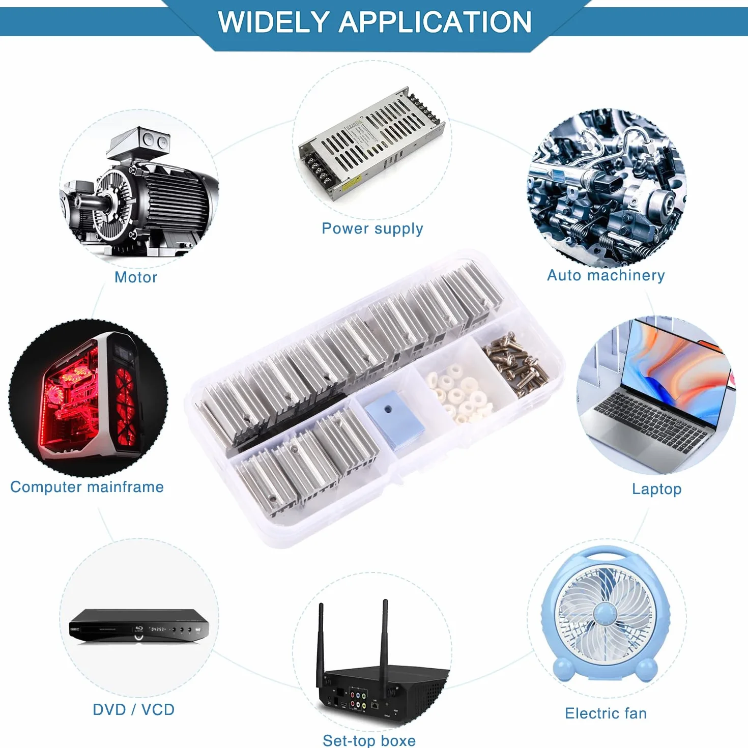VooGenzek 20 Pezzi TO-220 Dissipatore Termico Alluminio + Isolante Kit, TO-220 Dissipatore Calore + Vite + Rondella + Isolante Gommata Silicone, per Transistor MOSFET, 20x15x10 mm