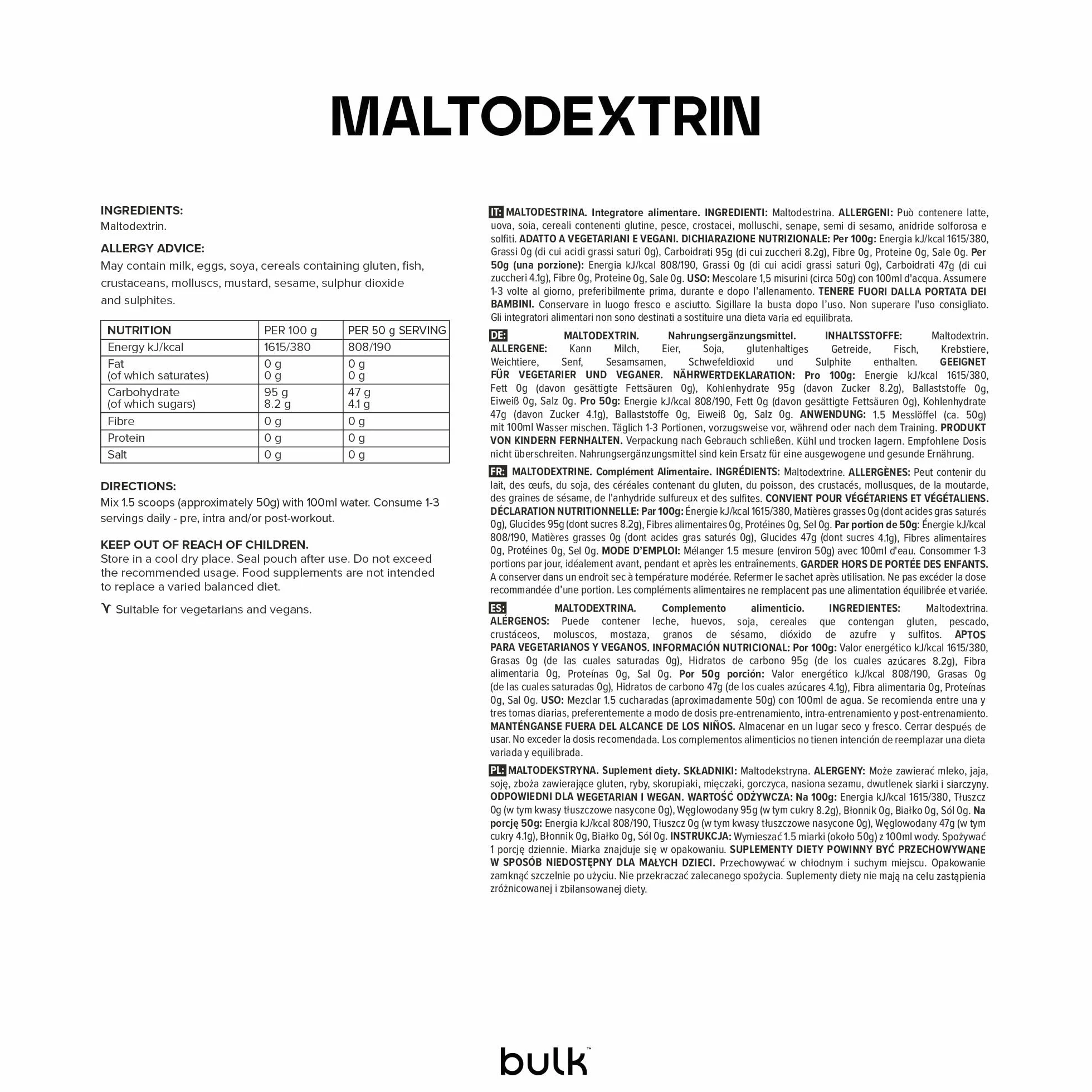 Maltodekstryna 2.5kg 50 porcji