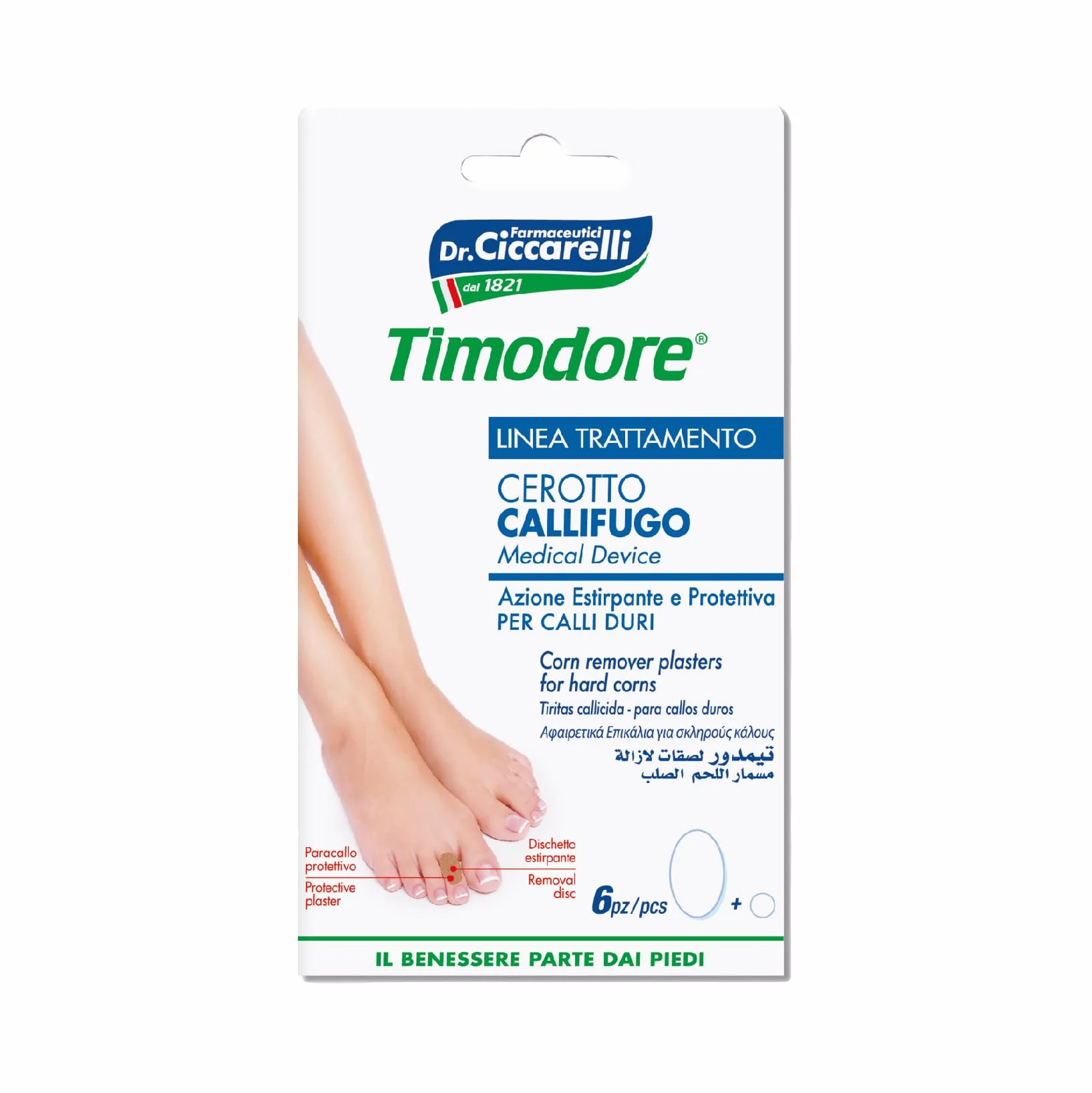 Cerotto Callifugo per Calli Duri dei Piedi, Timodore, 6 Pezzi, Made in Italy