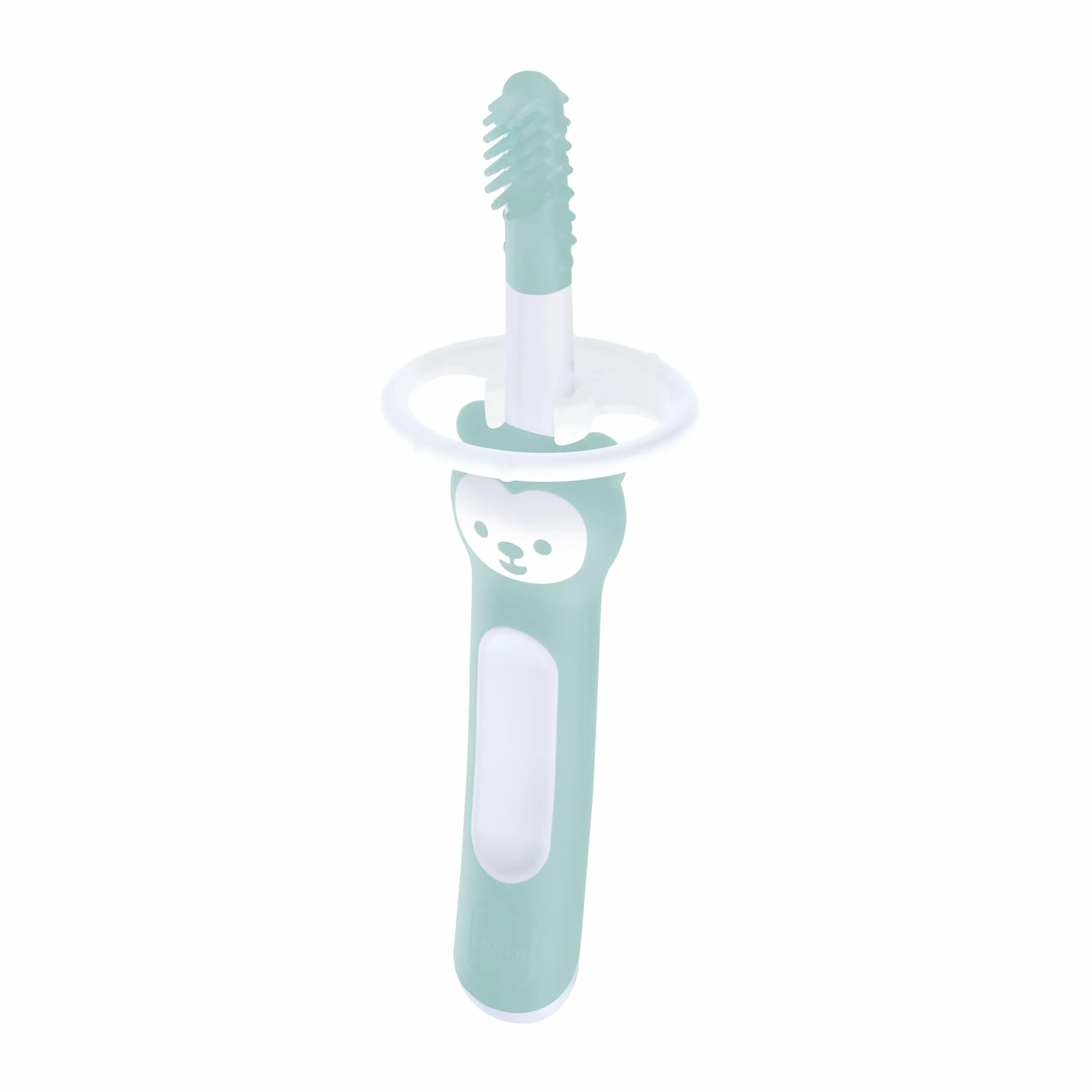 MAM Massaging Brush, Spazzolino Denti Bambini 3+ Mesi Setole Morbide, Neonato Accessori Anello Sicurezza Gola, Massaggia Gengive Antiscivolo Ergonomico, Azzurro