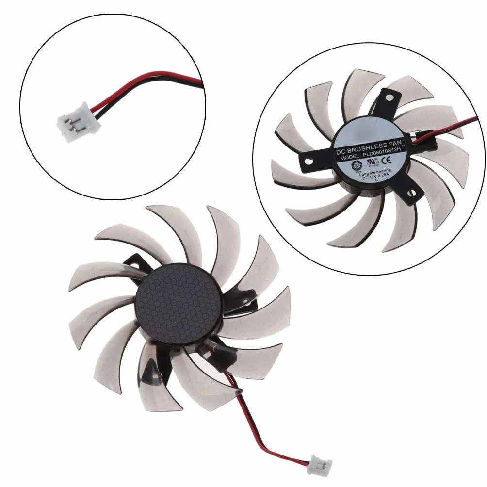 geneic 75MM PLD08010S12H Ventola di Raffreddamento 2Pin Scheda Grafica Ventola di Raffreddamento Per Gigabyte 6850 7970 GTX 460 GTX560Ti R270X 260x