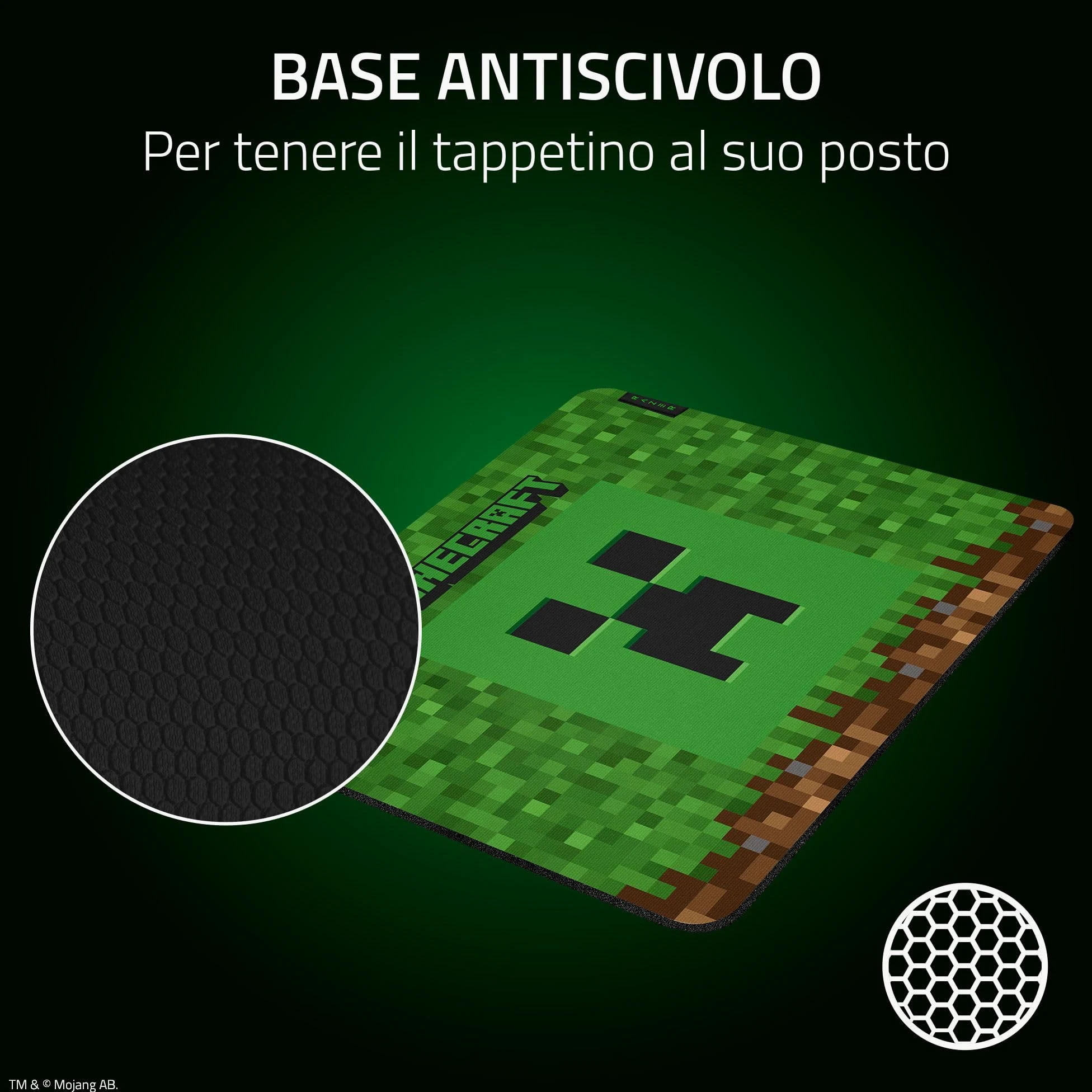 Razer Gigantus V2 Minecraft Edition - Morbido tappetino per mouse da gioco per velocità e controllo (superficie a microtessitura, schiuma di gomma spessa, base antiscivolo, 360 x 275 x 3 mm) Minecraft