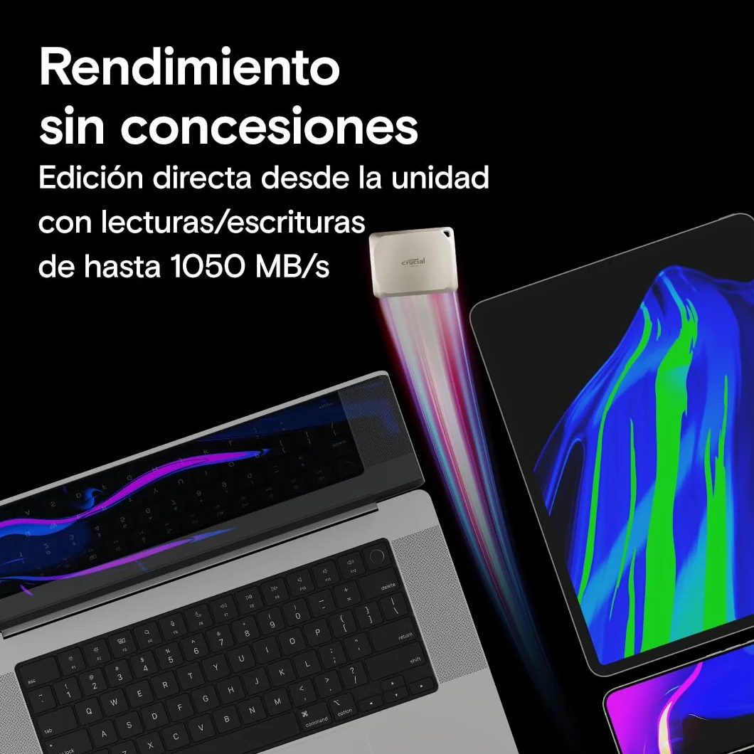Crucial X9 Pro per Mac SSD 1TB Esterno SSD Portatile, fino a 1050 MB/s in lettura e scrittura, Adatto a Mac, Resistenza ad Acqua e Polvere (IP55), USB-C 3.2 - CT1000X9PROMACSSD9B02