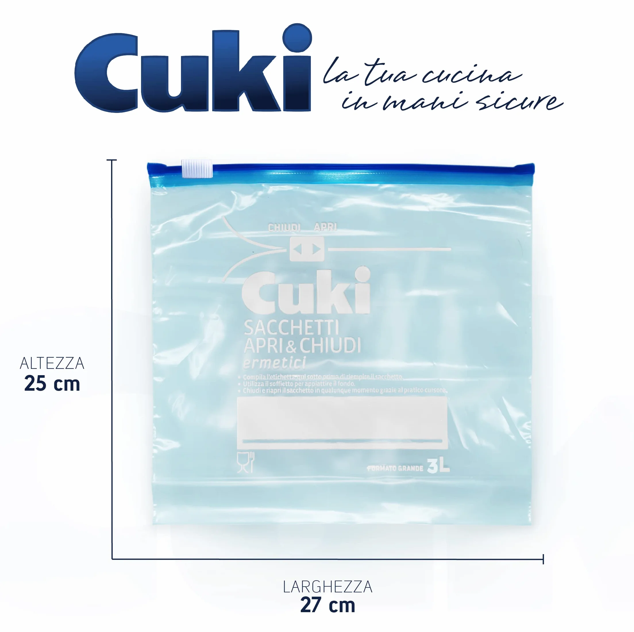 Cuki Sacchetti Apri e Chiudi Ermetici Grandi 3L 10 Pezzi